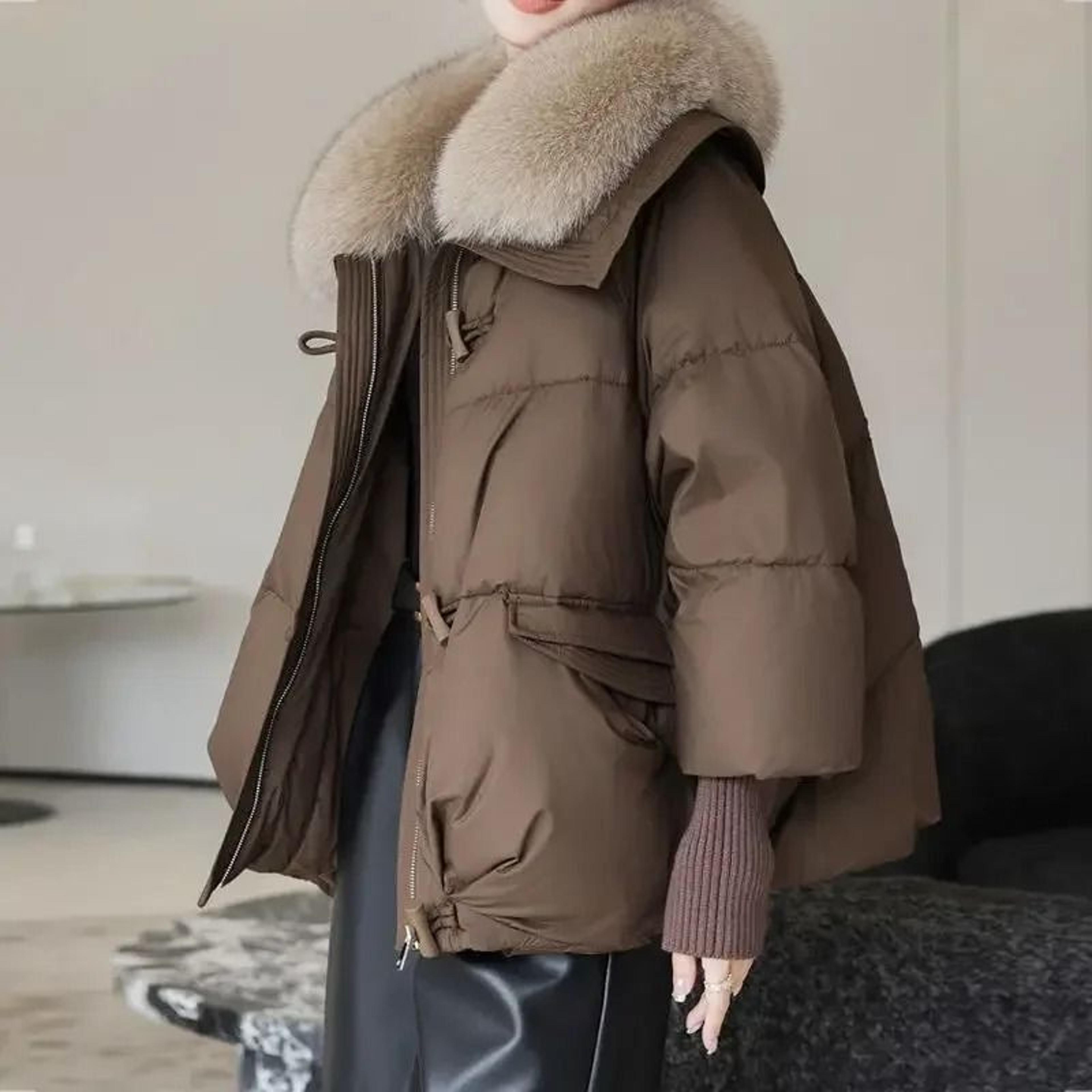 Winter Down Cotton Padded Jacket For Women With Fur Collar 3