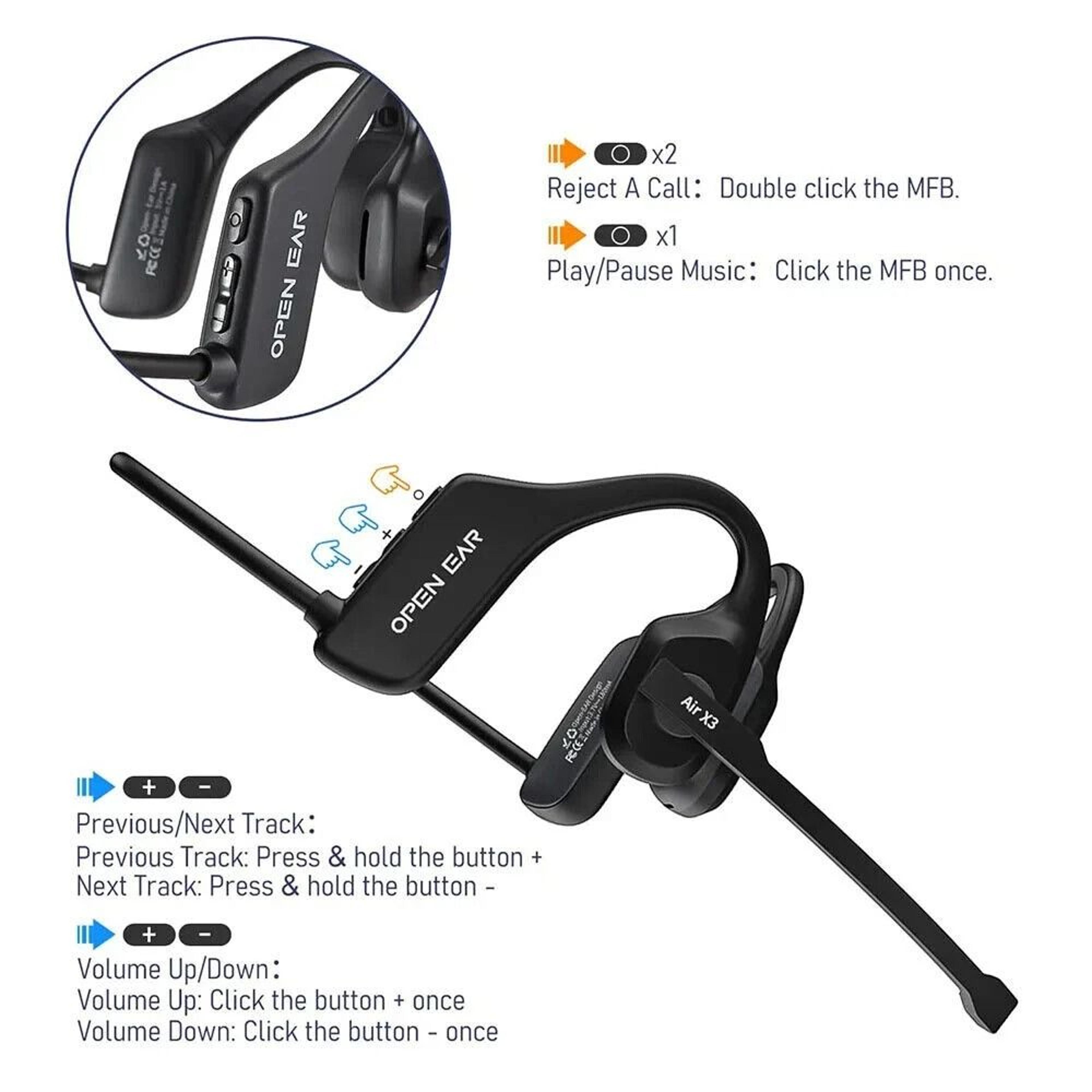 Wireless Open Ear Bluetooth Headset With Noise Canceling Microphone 5