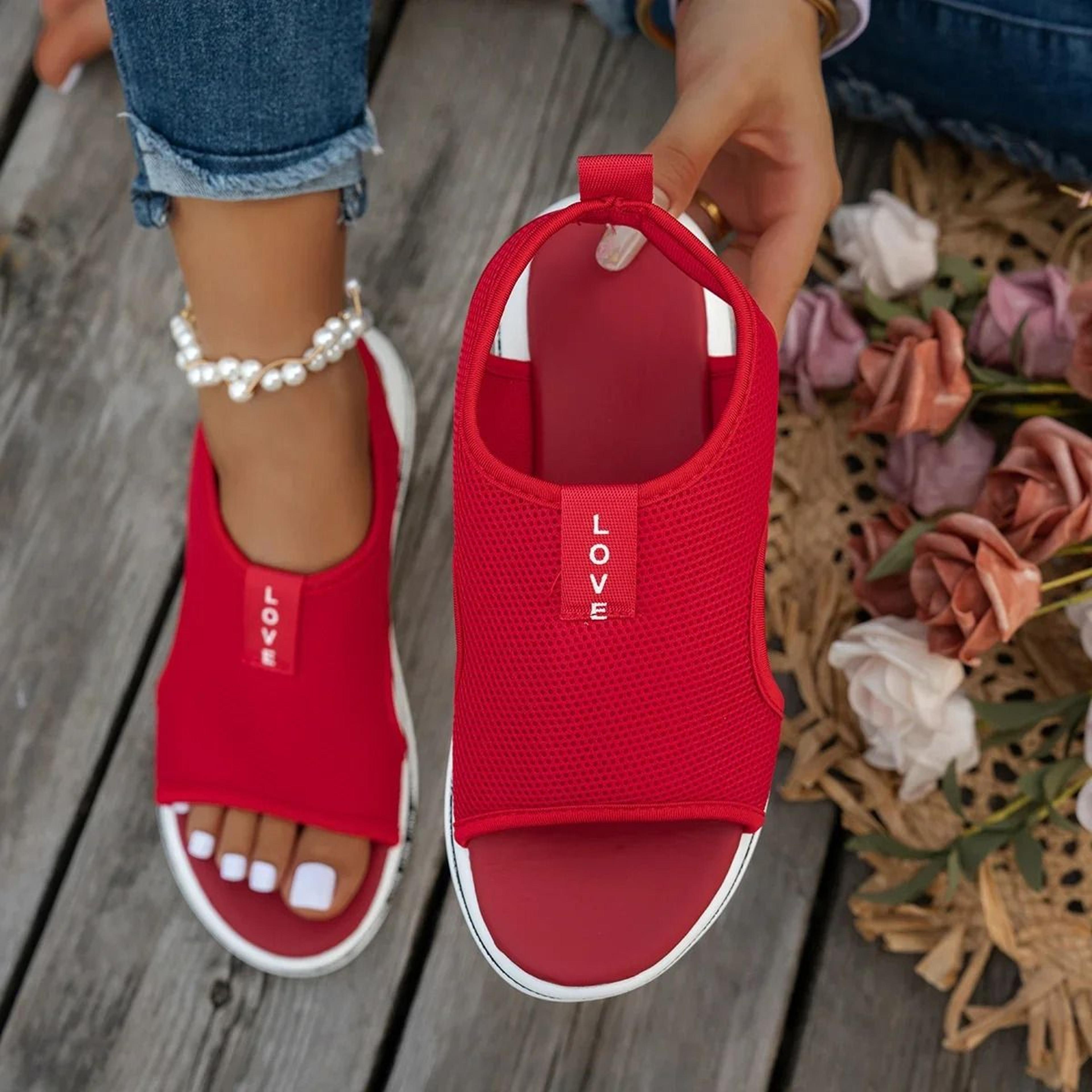Womens Mesh Open Toe Platform Sandals Breathable Summer Slip On Shoes 2