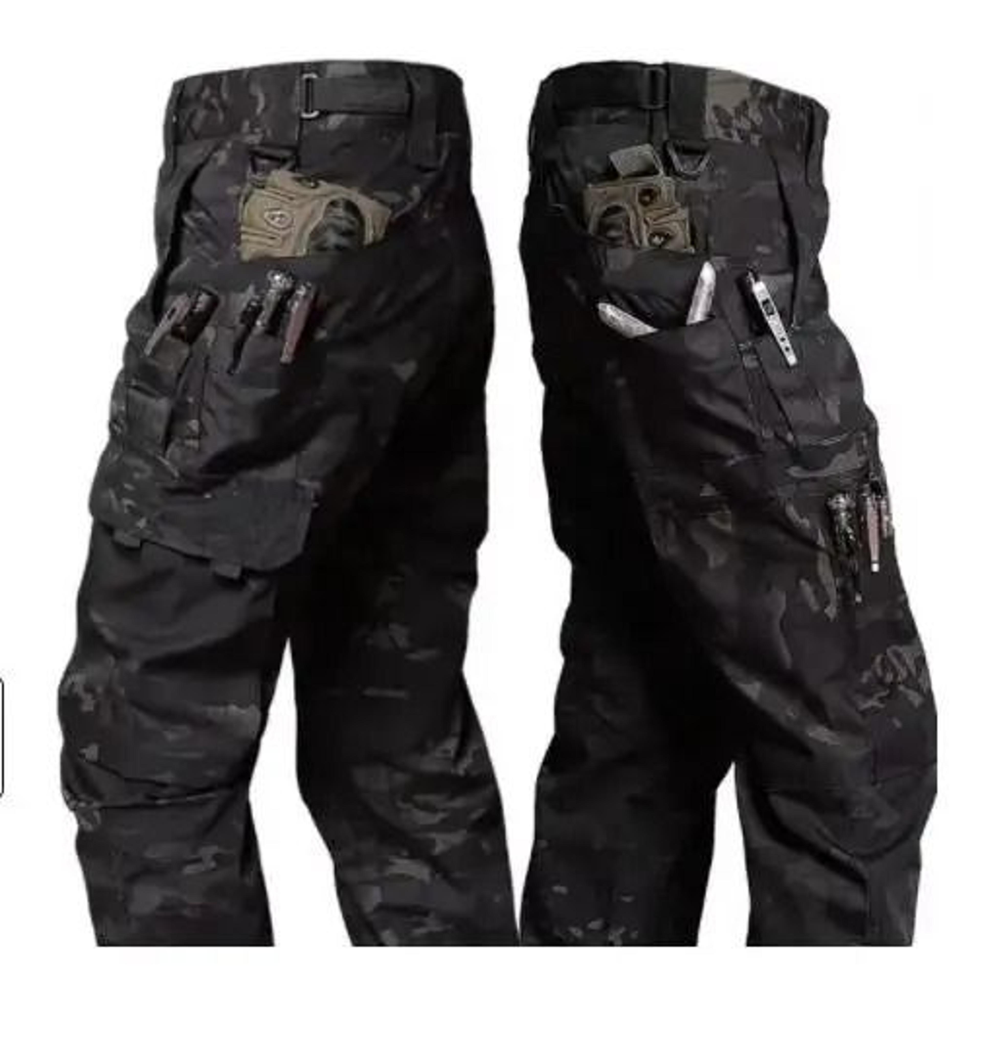 Mens Tactical Waterproof Cargo Pants Outdoor Multi Pocket Combat Trousers 17