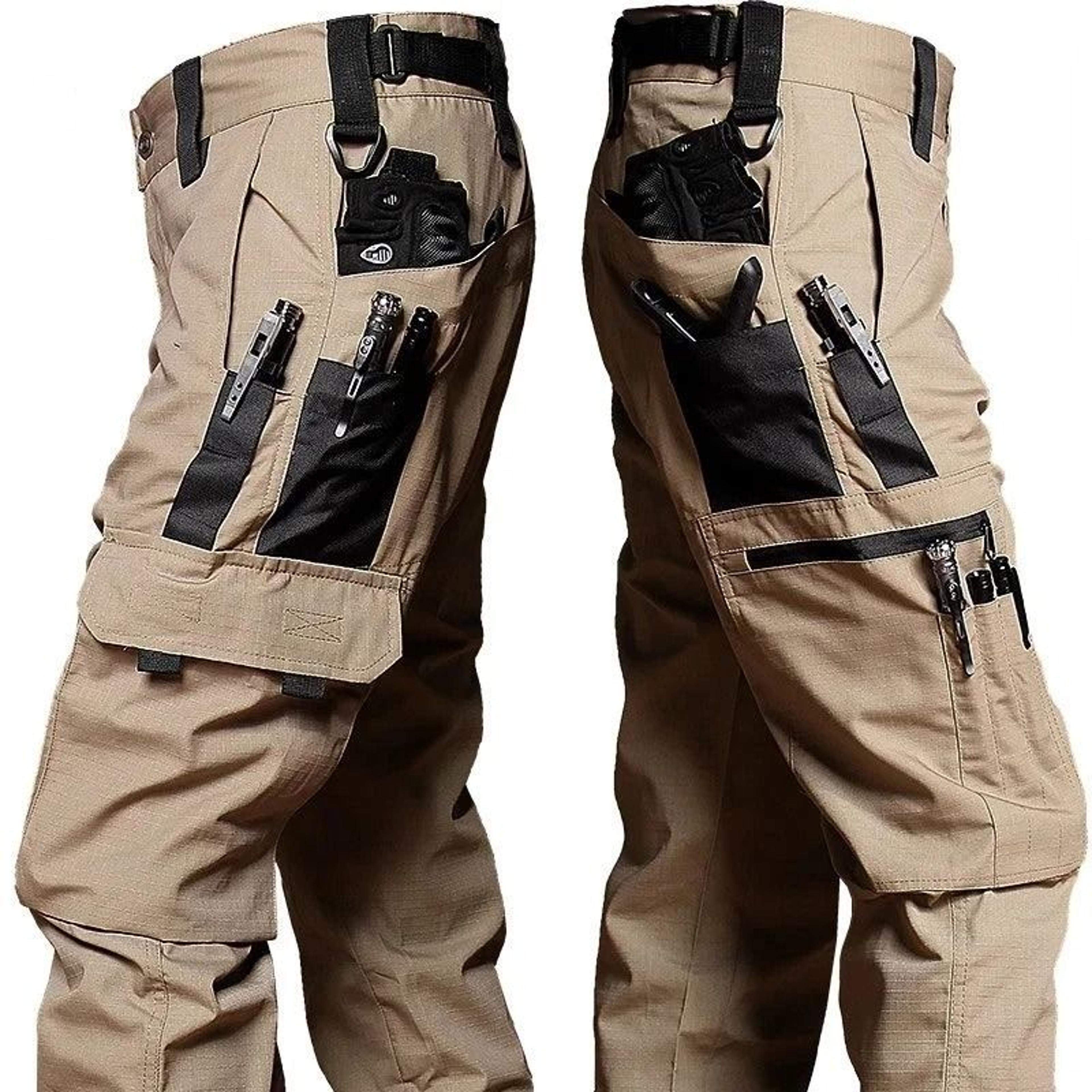 Mens Tactical Waterproof Cargo Pants Outdoor Multi Pocket Combat Trousers 3