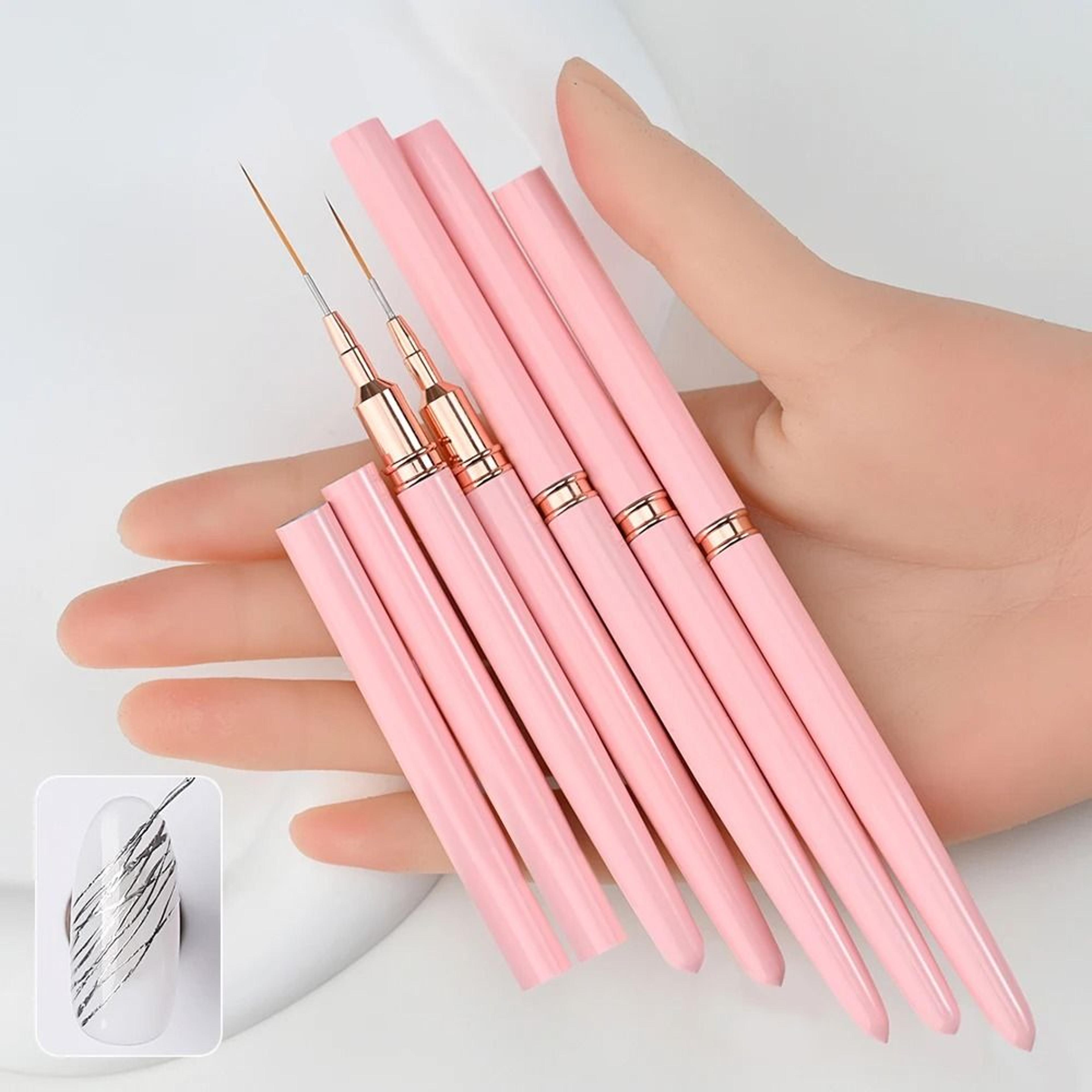 Ultra Thin Pink Nail Art Liner Brushes Set 5 Pcs 3