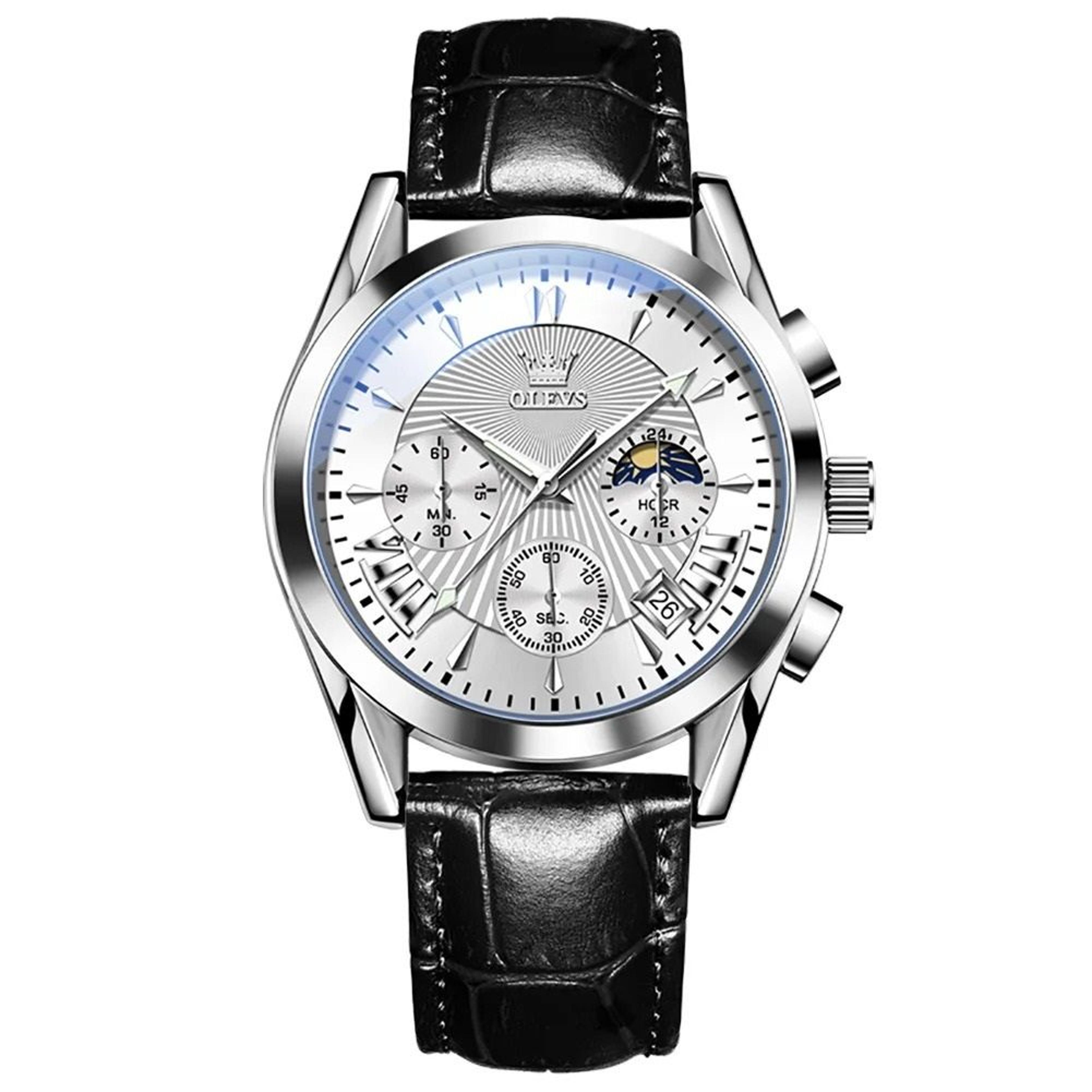 Elegant Mens Waterproof Quartz Watch With Leather Strap 10
