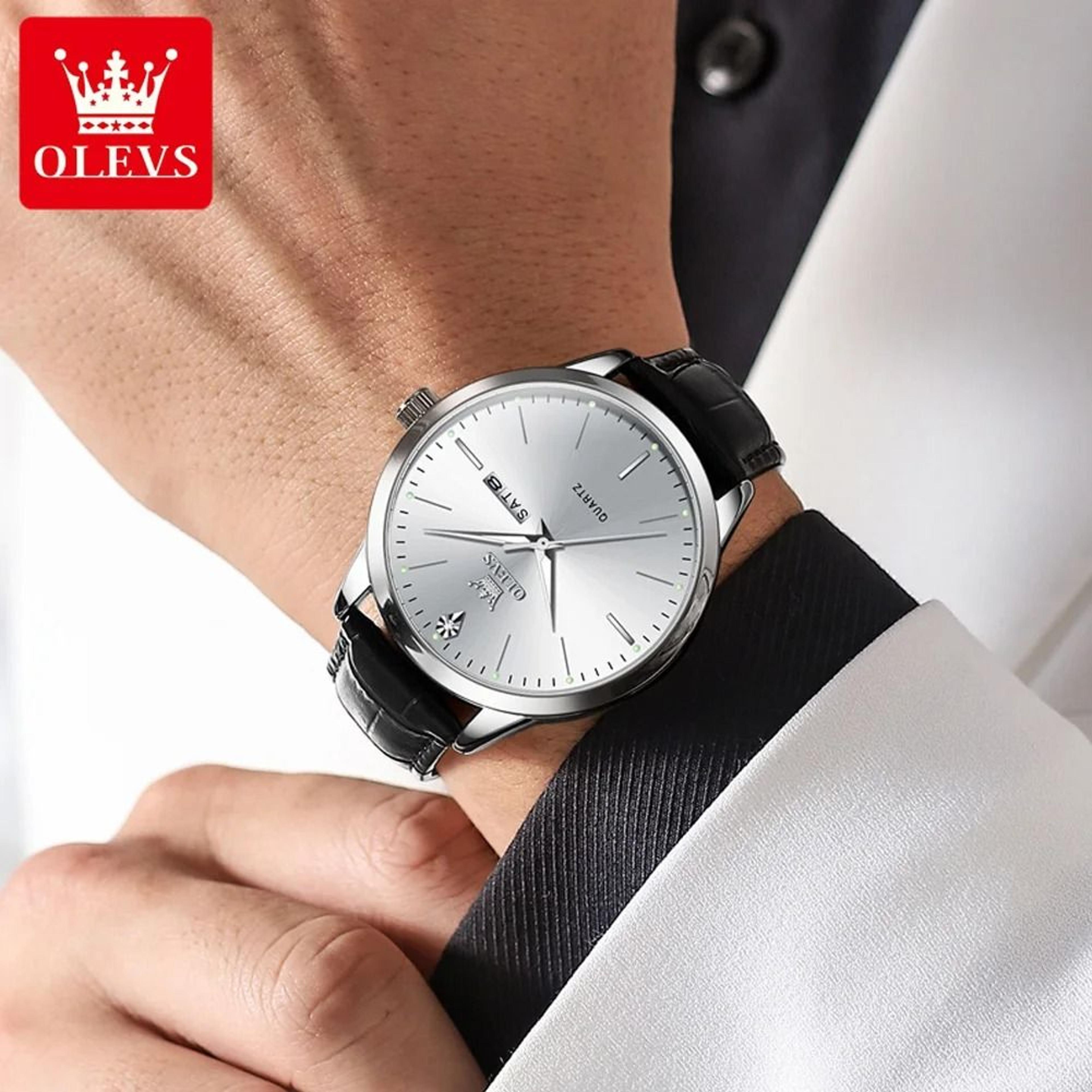 Dual Calendar Quartz Dress Watch For Men With Luminous Display 0