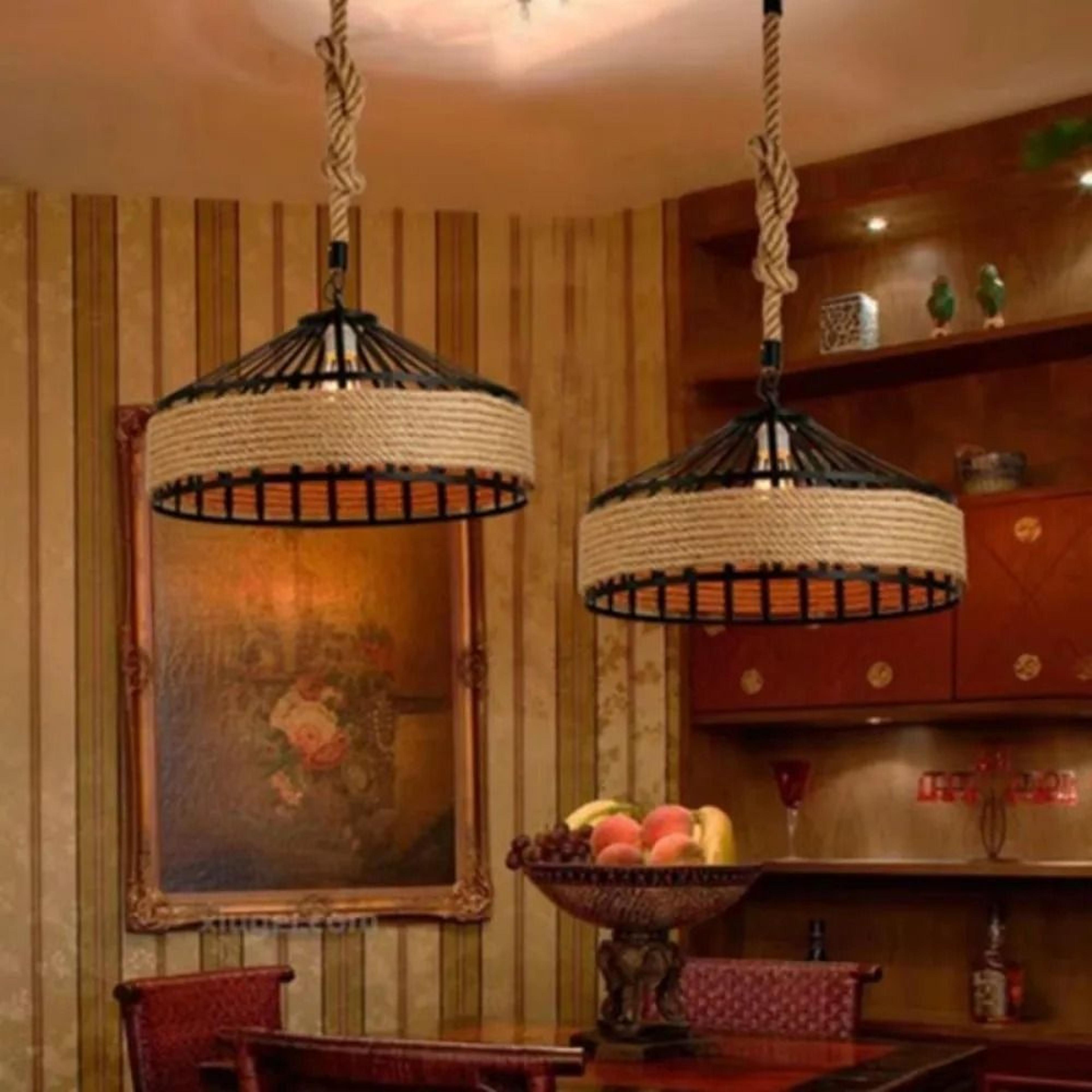 Nordic Vintage Twine Industrial Chandelier Adjustable Pendant Light 3