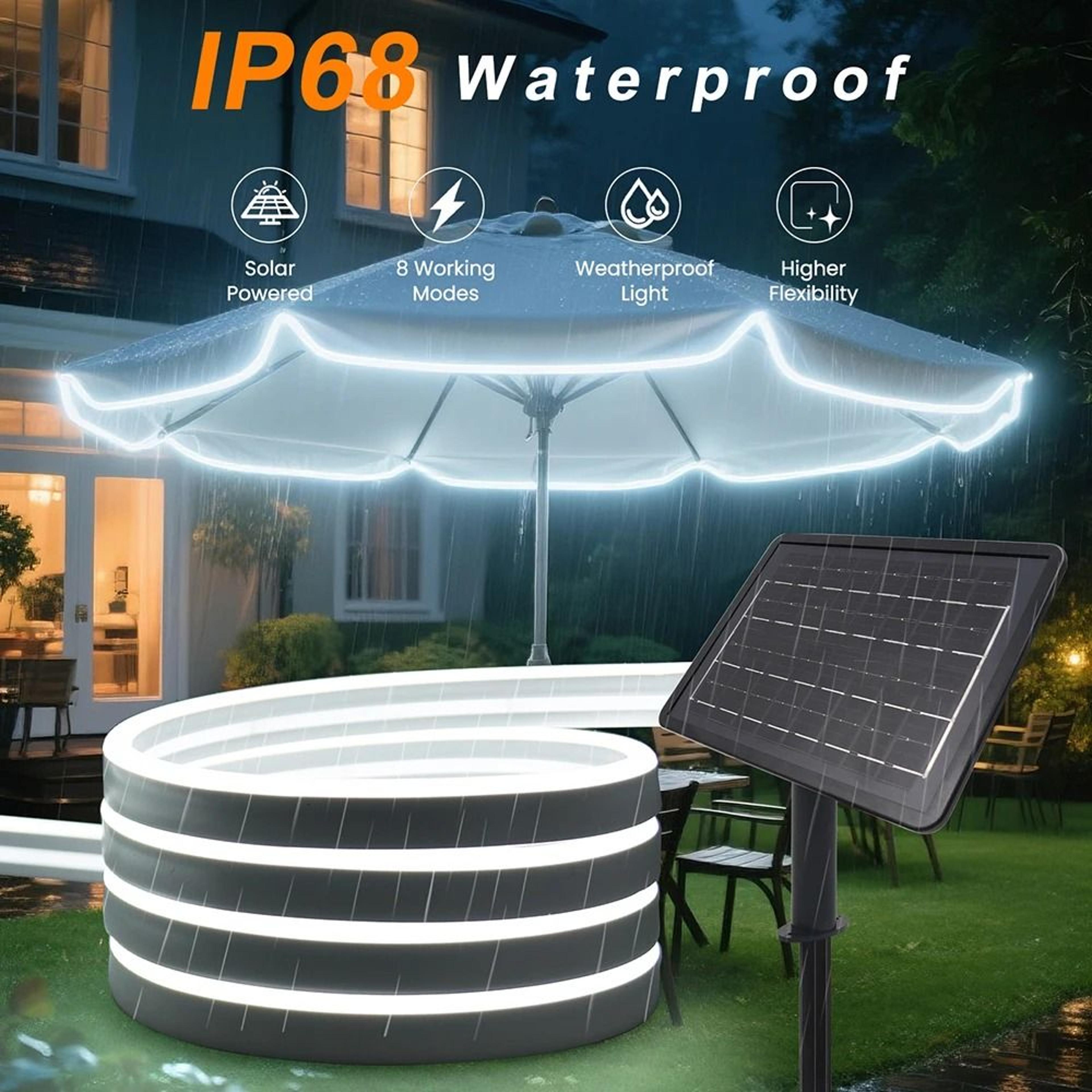 Solar Powered Waterproof Neon Light Strip With Multiple Modes 4