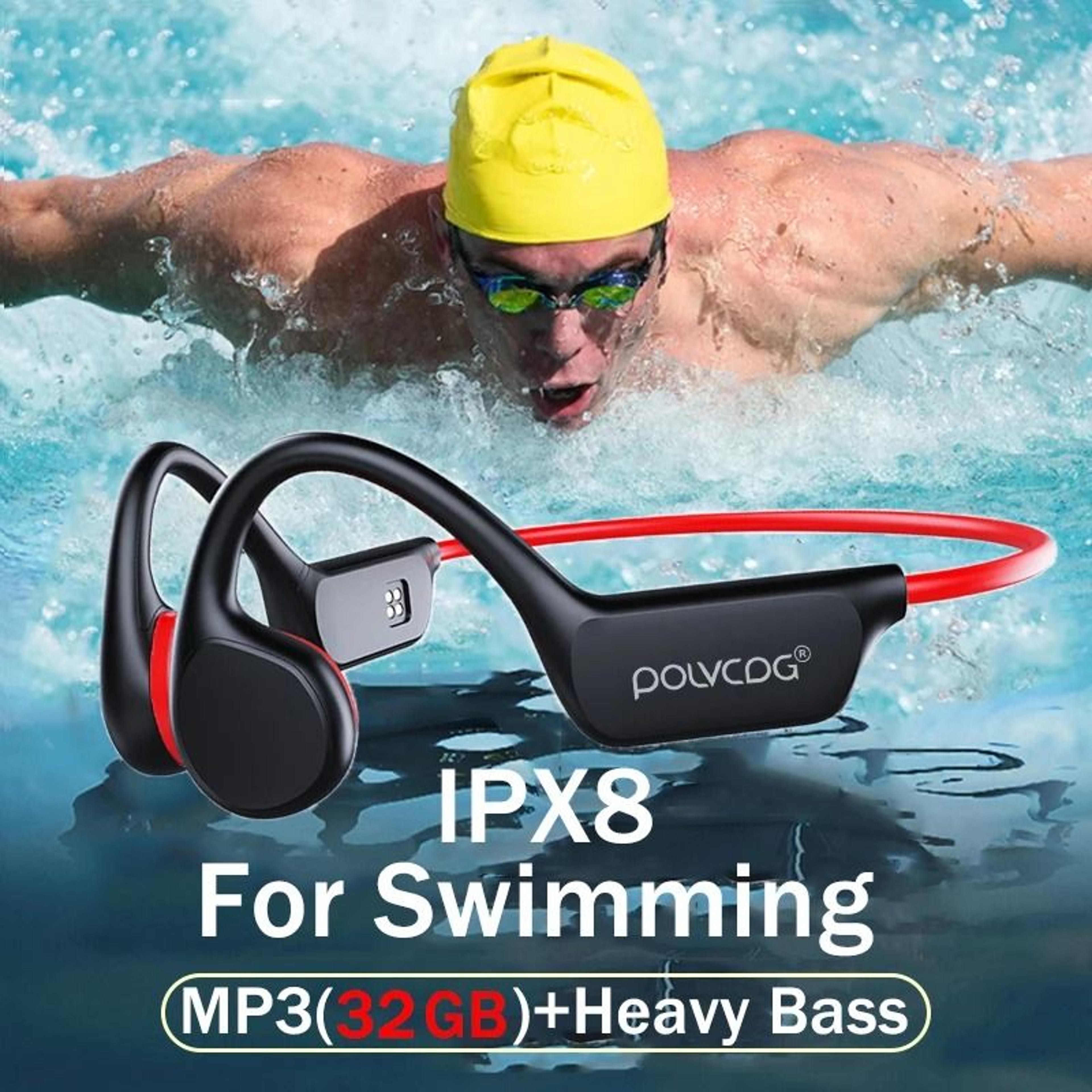 bone conduction waterproof headset with bluetooth 5.3 and 32gb storage