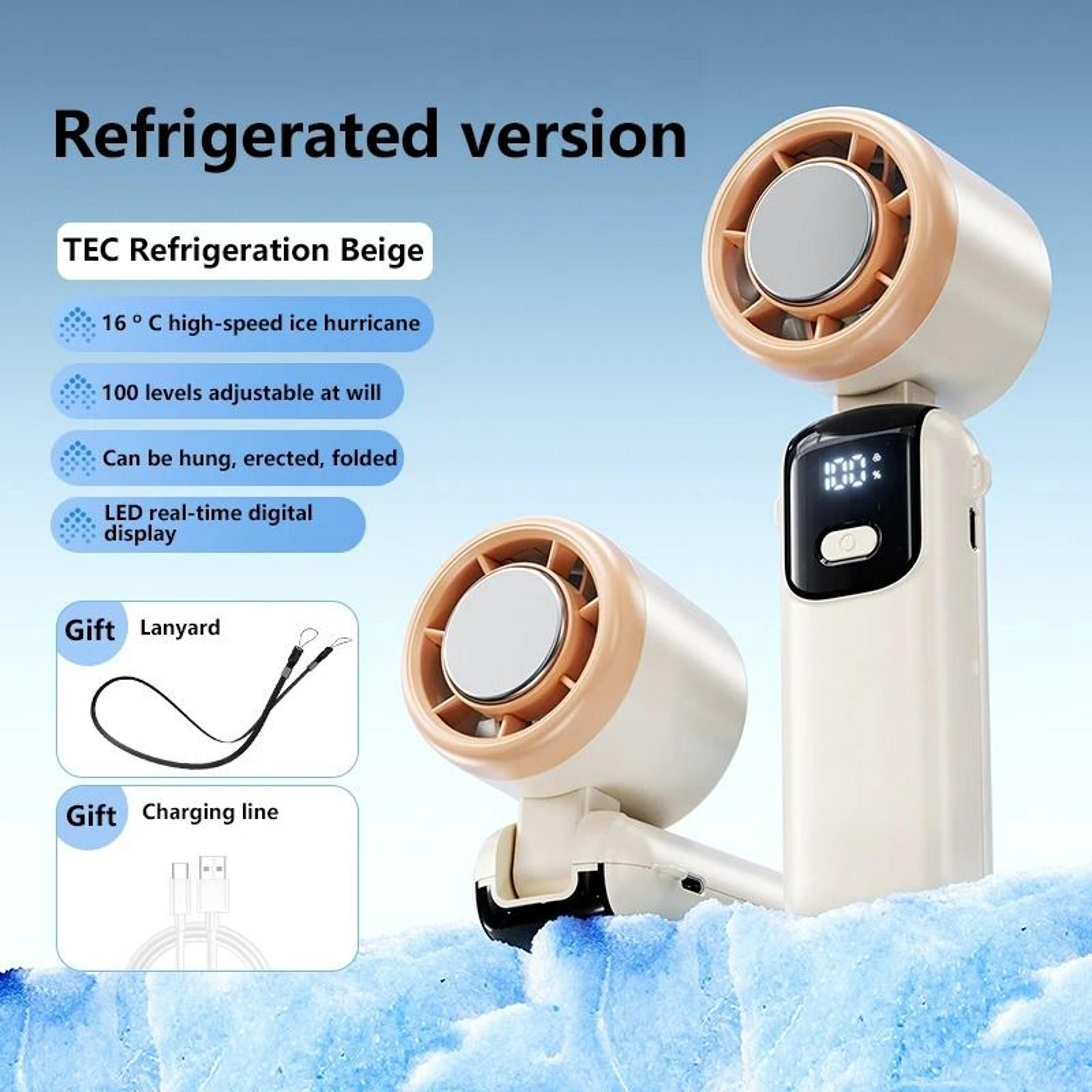 Ice Cooling Handheld Fan With 100 Speed Settings And Foldable Design 6