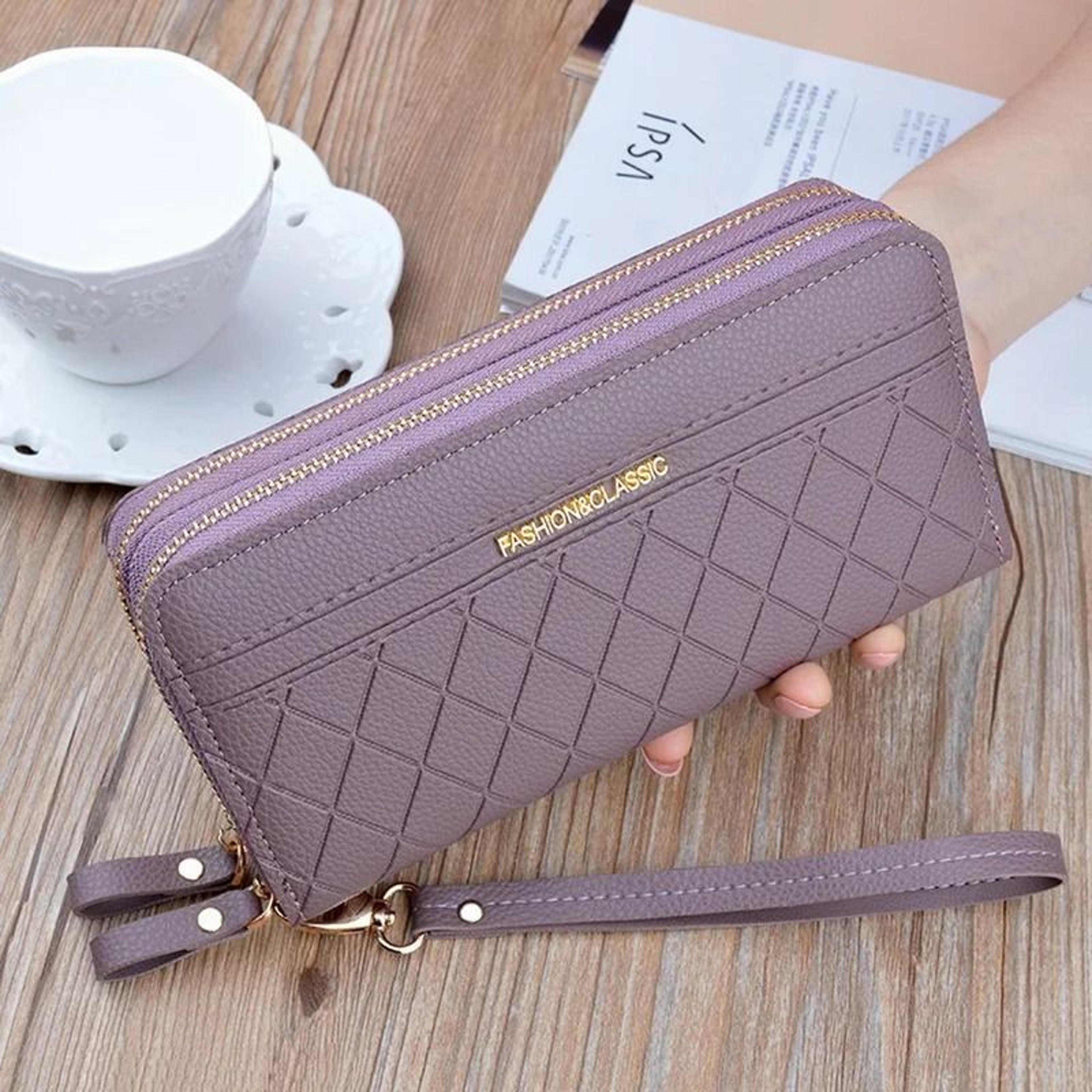 Long Womens Clutch Wallet With Double Zipper And Tassel Accent 0