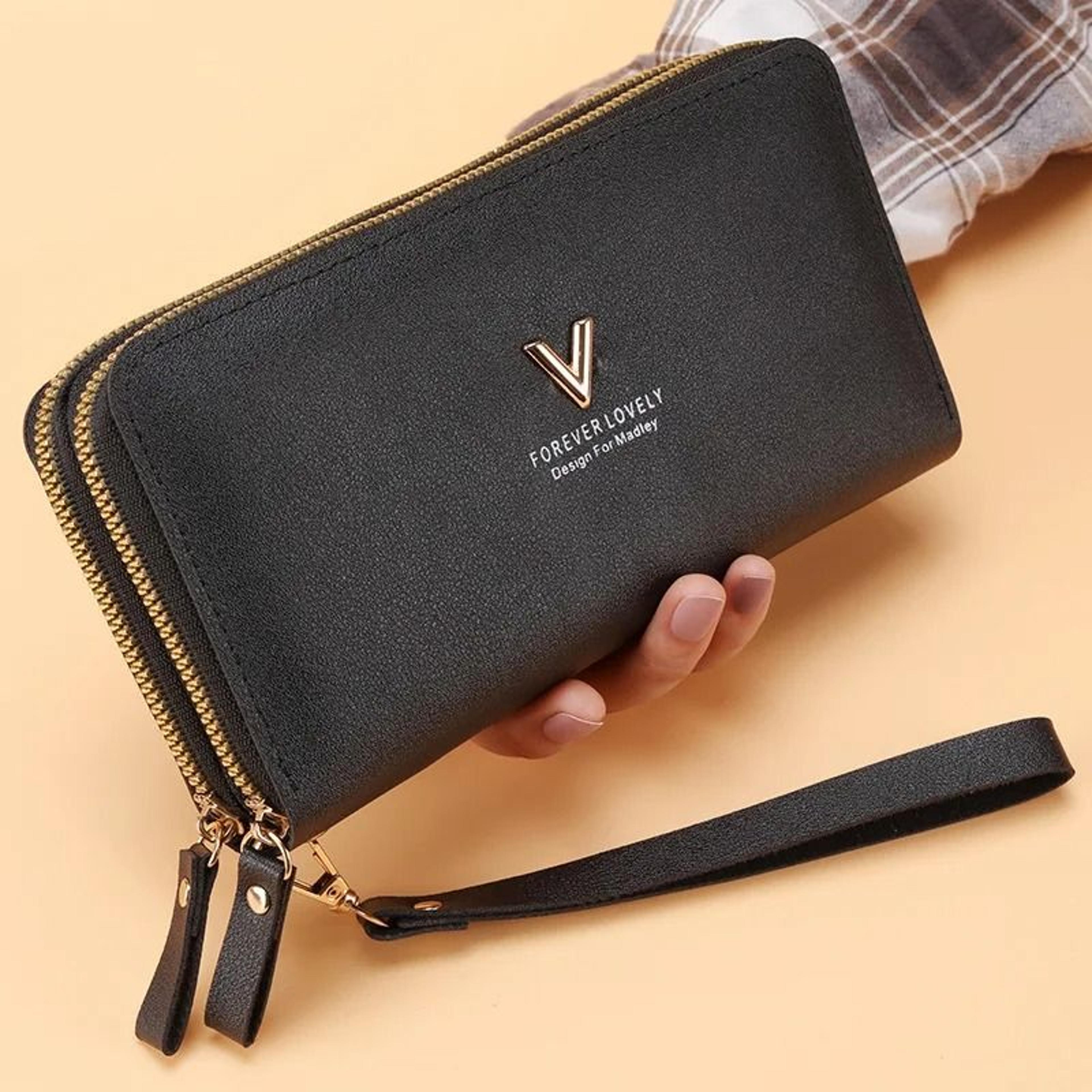 Long Womens Clutch Wallet With Double Zipper And Tassel Accent 14