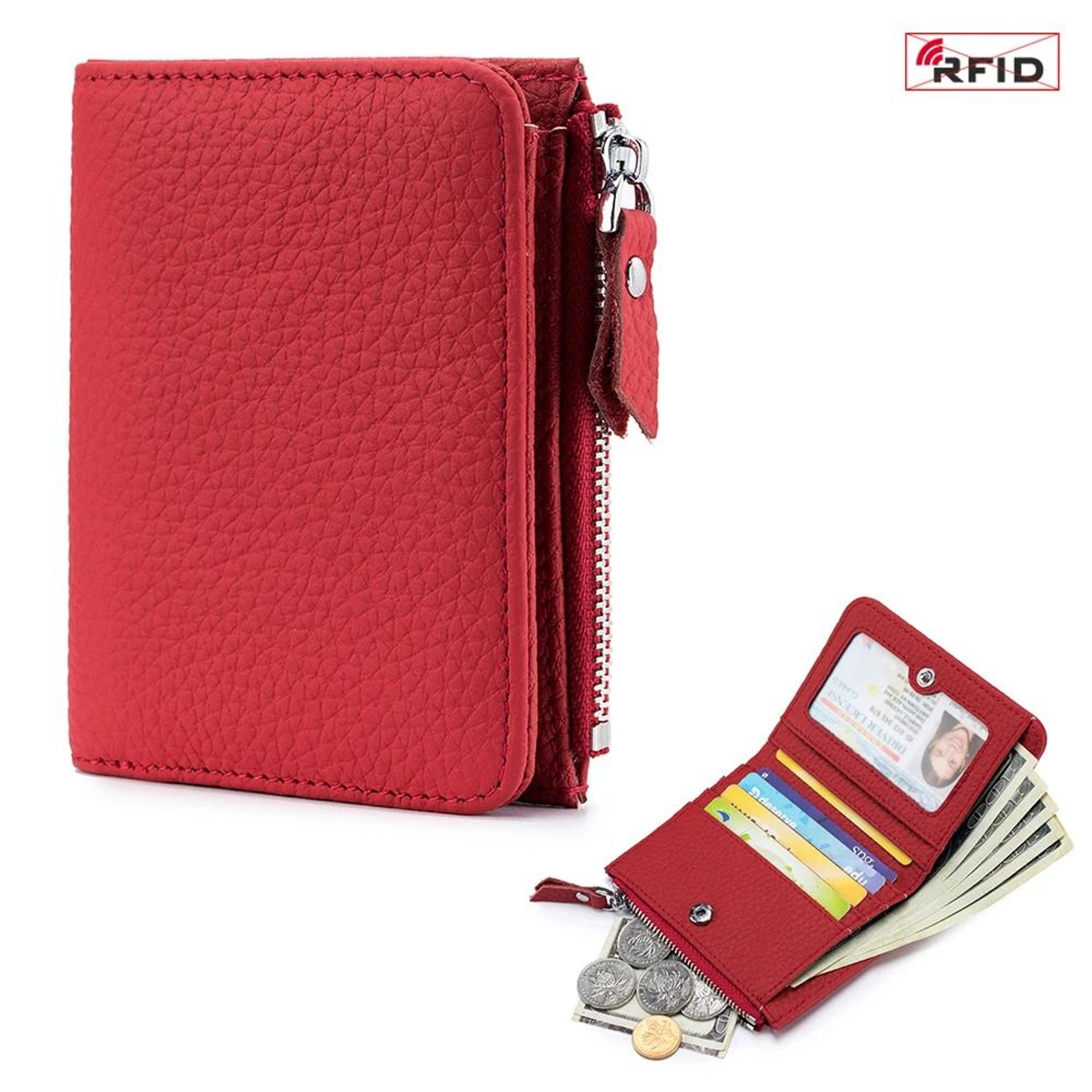 Genuine Leather Zip Wallet With RFID Protection 7