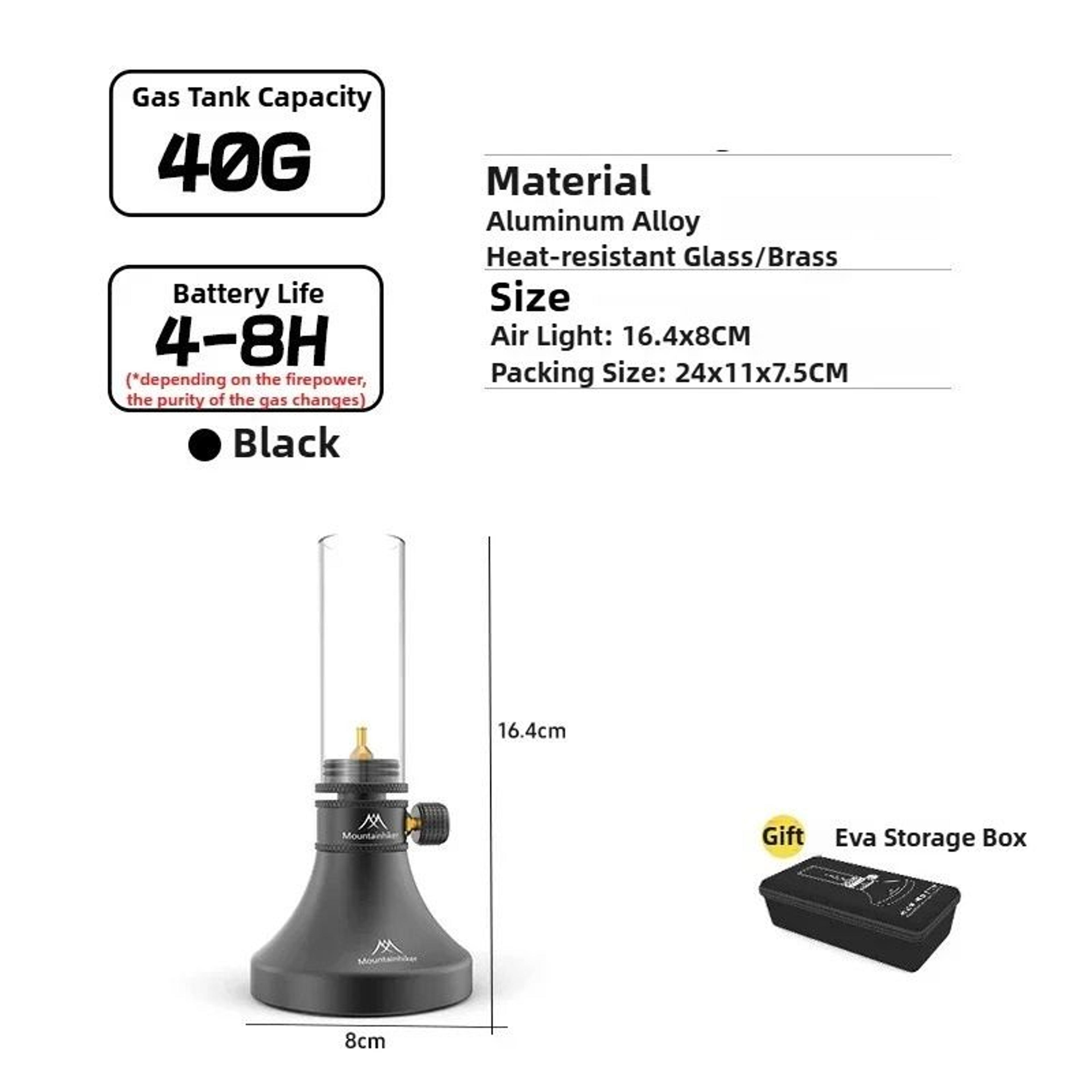 Portable Outdoor Camping Gas Lamp With Refillable Tank And Accessories 16