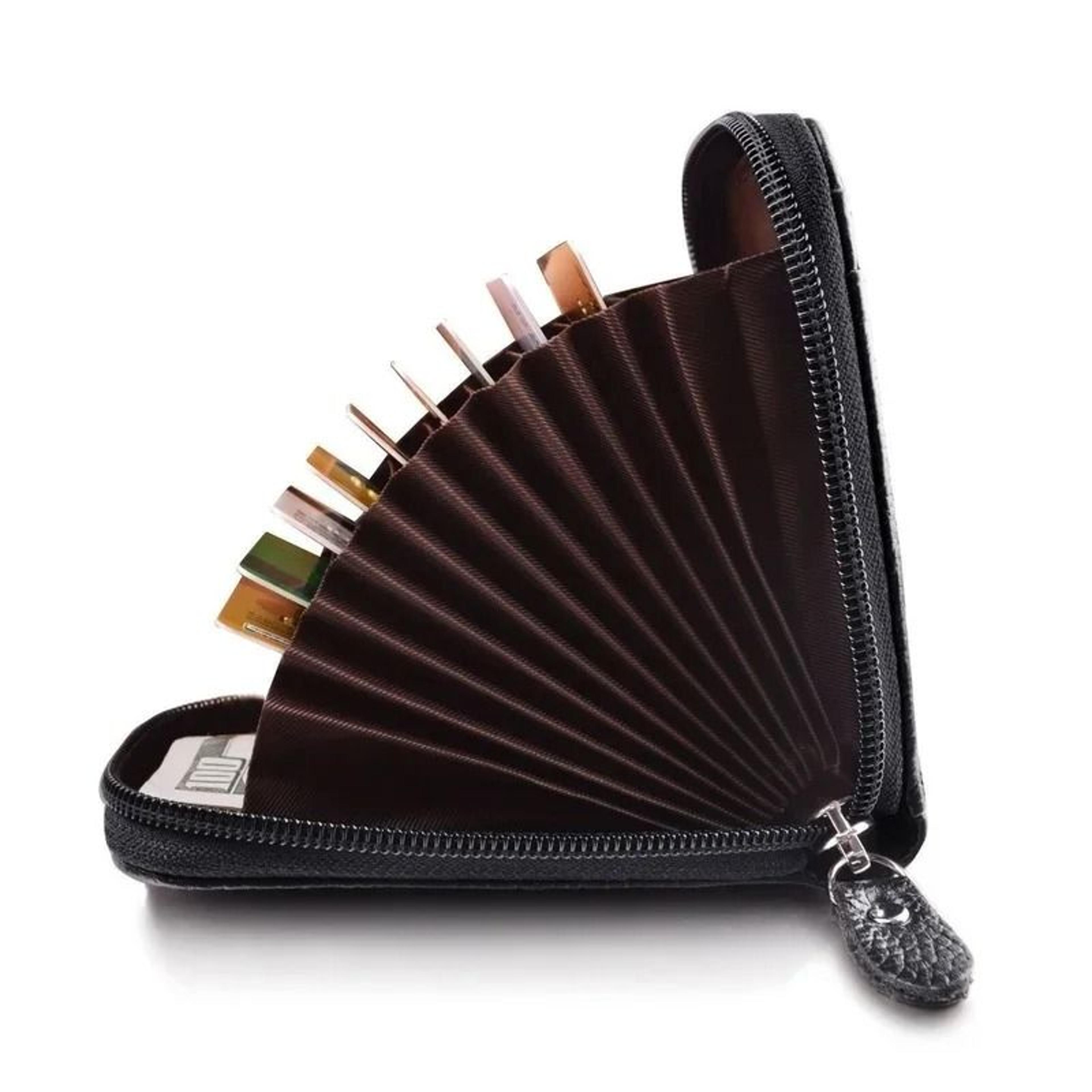 Mens PU Leather Wallet With RFID Blocking And Zipper Pocket 1