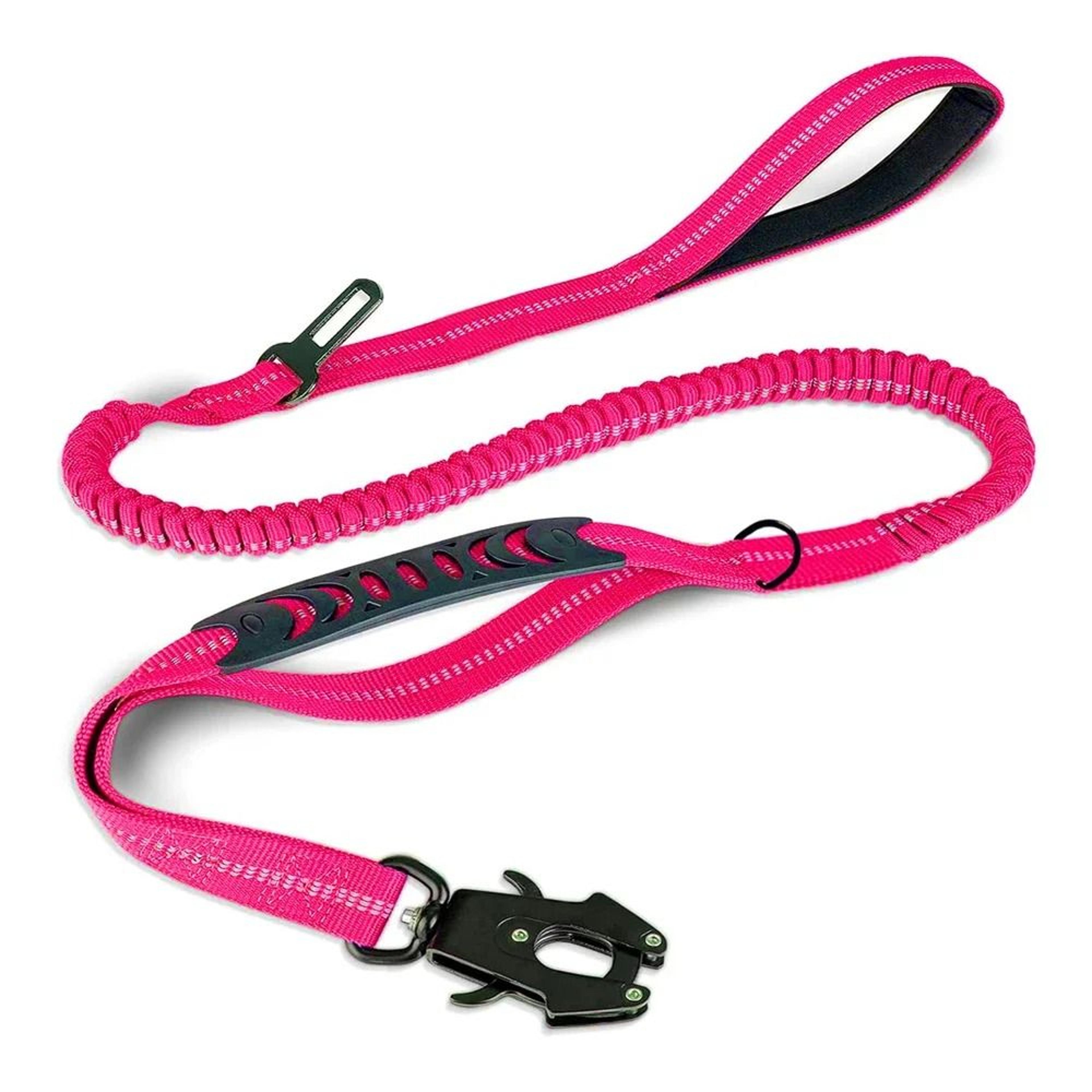 Reflective Shock Absorbing Dog Leash With Car Seat Belt Clip 6