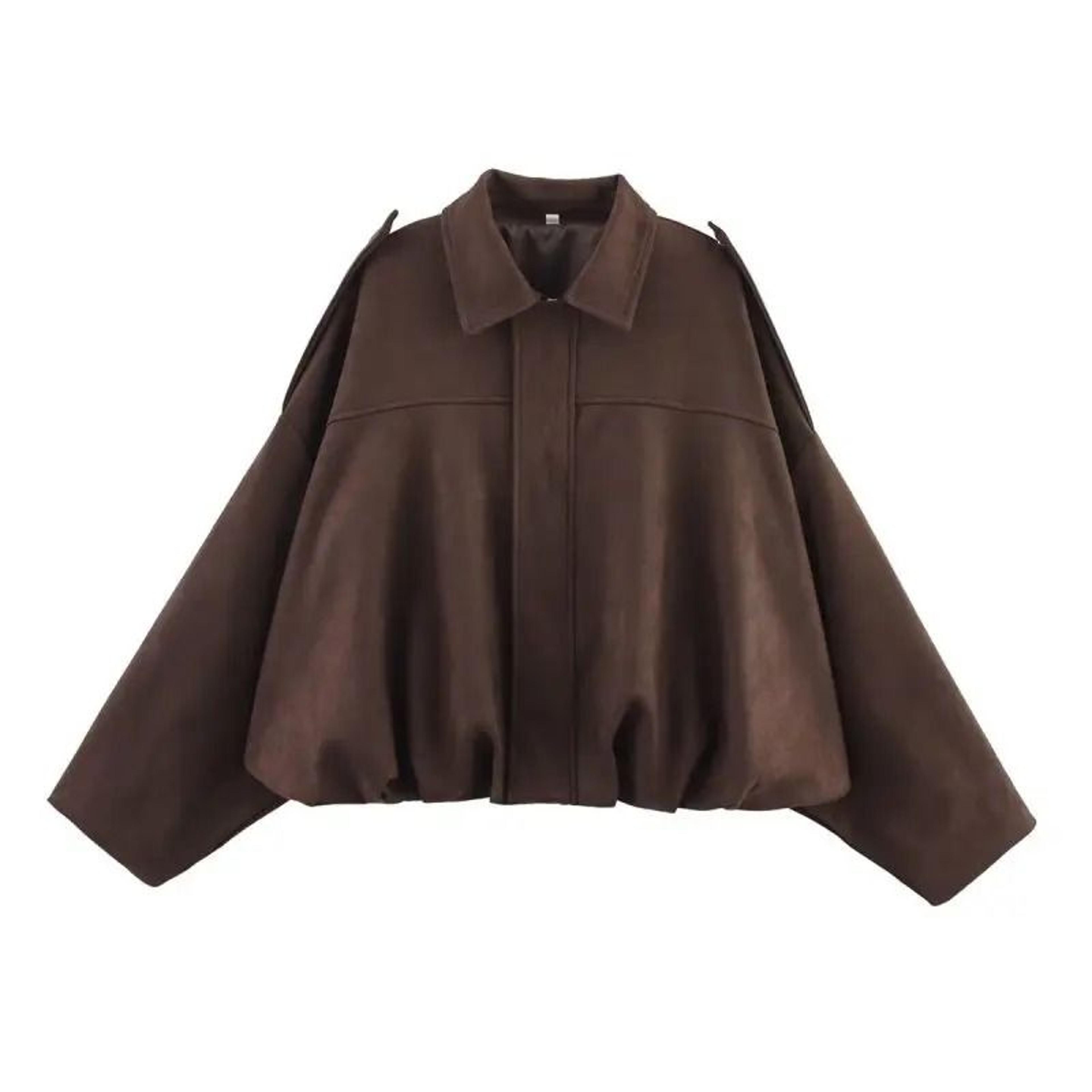 Womens Suede Bomber Jacket In Brown And Green 6