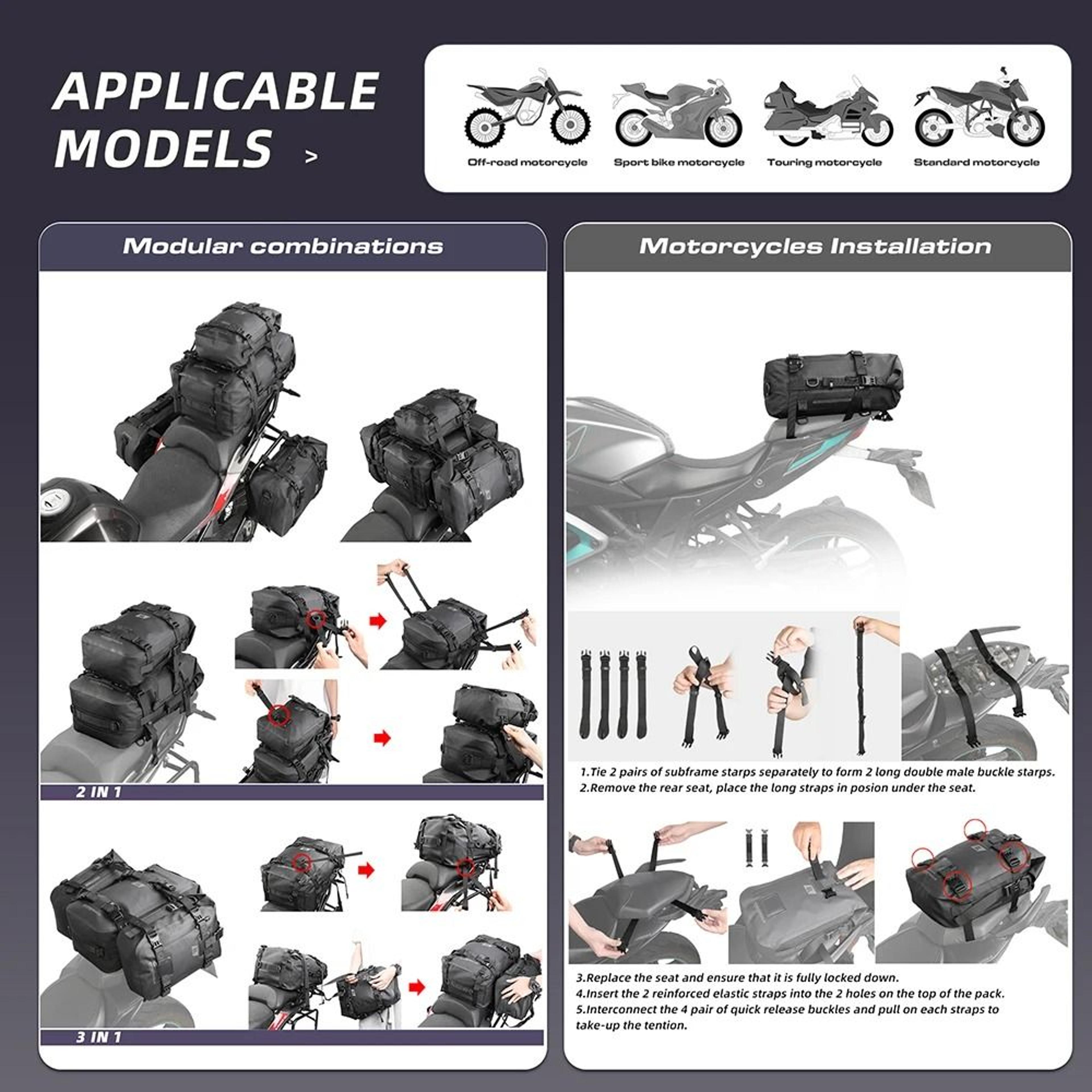 Waterproof Motorcycle Backpack And Tail Bag 4