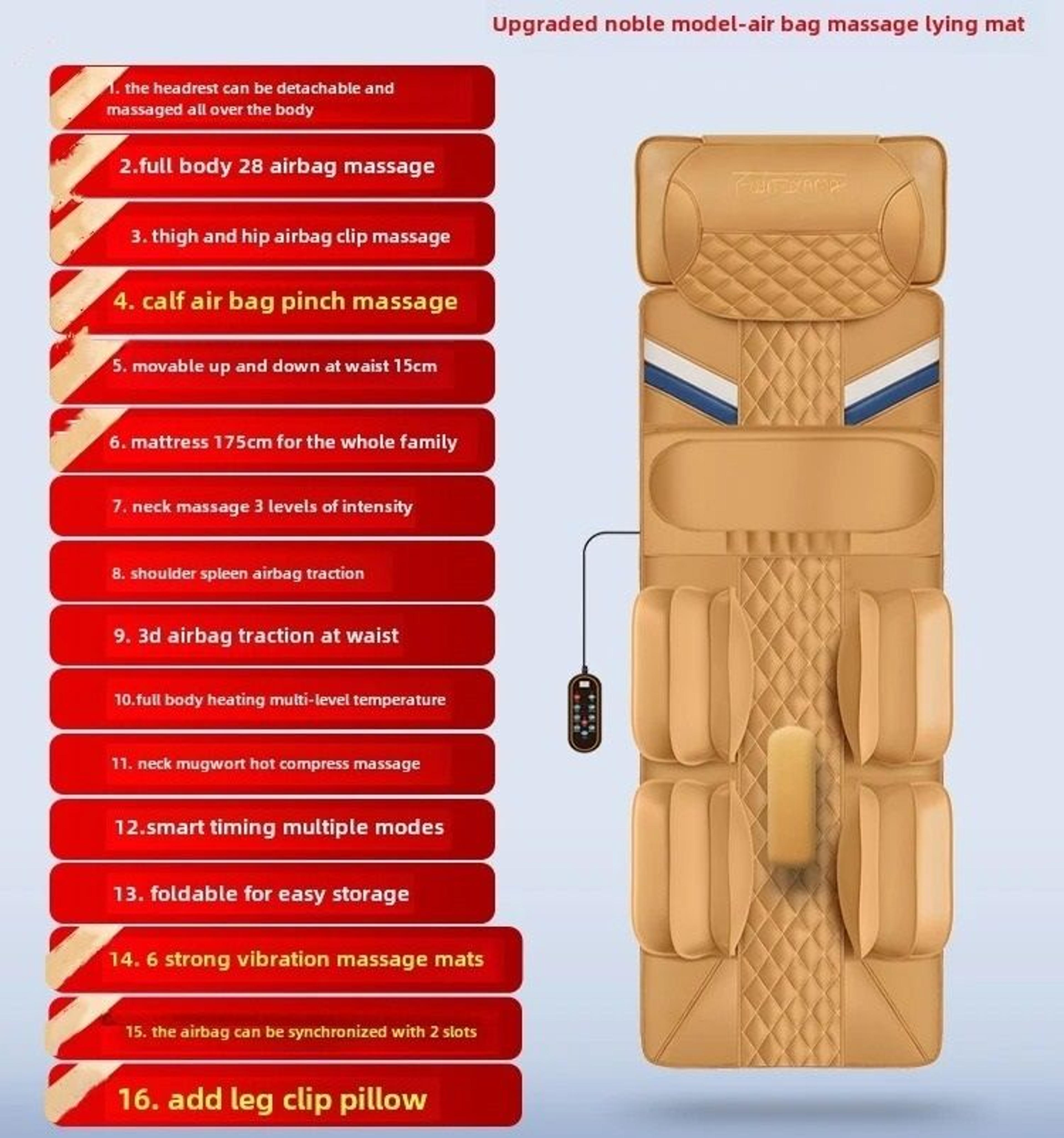 Full Body Heated Vibration Massage Mat With Neck And Lumbar Support 8