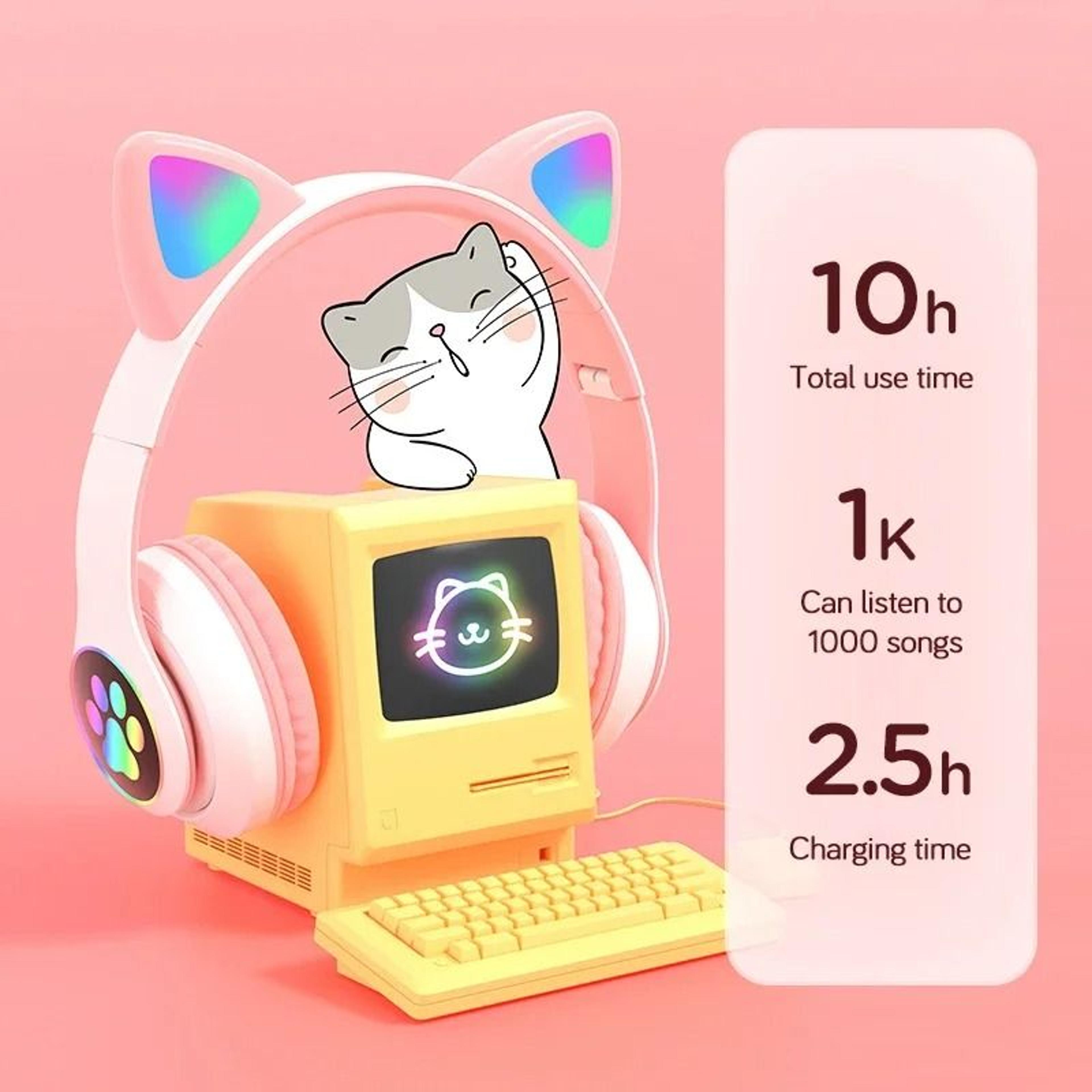 LED Cat Ear Wireless Headphones With Microphone 1