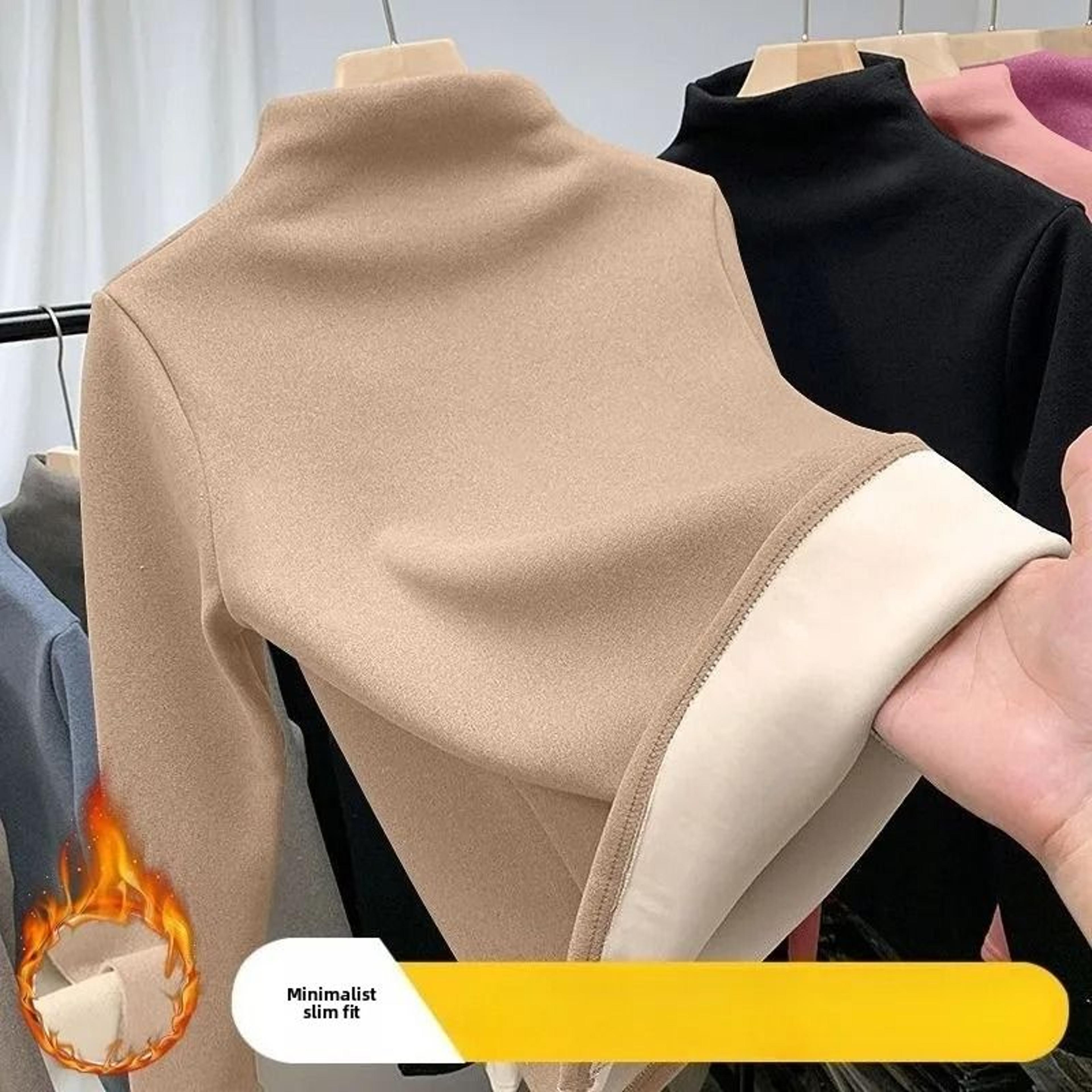 Thermal Long Sleeve Top For Women With Half High Collar 2