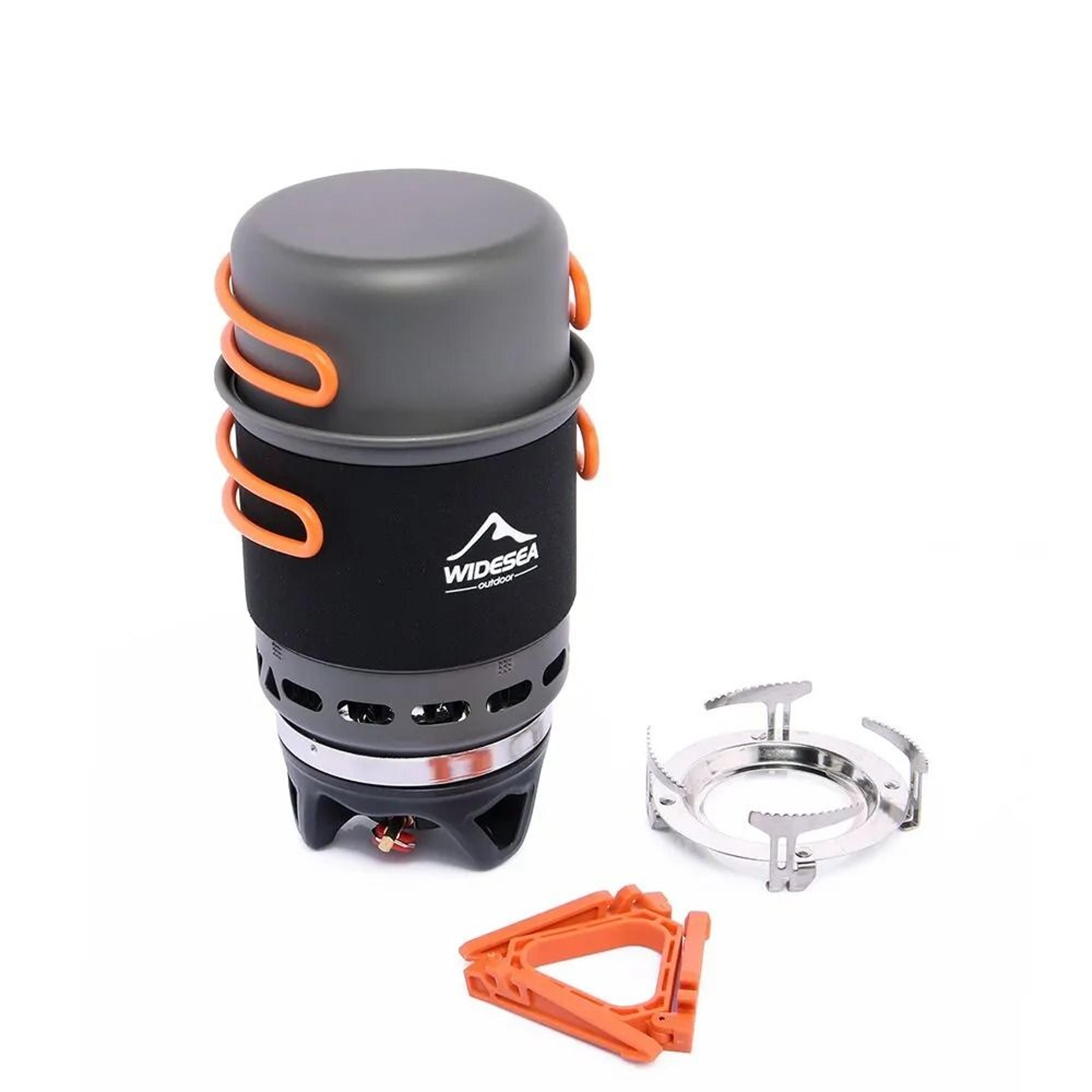 Outdoor Camping Cooking System With Gas Burner And Cookware Set 6