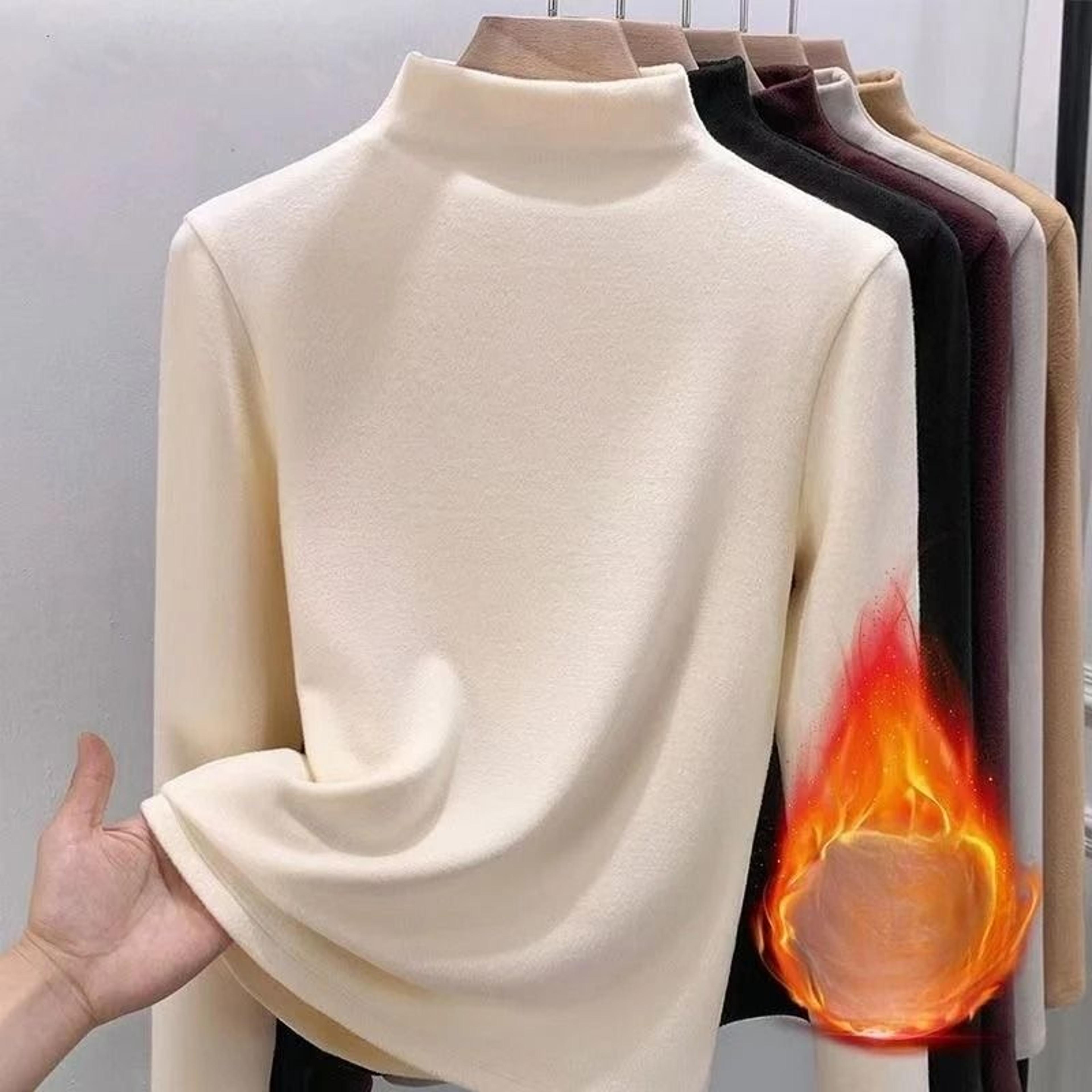 Womens Thermal Long Sleeve Top With Half High Collar 3