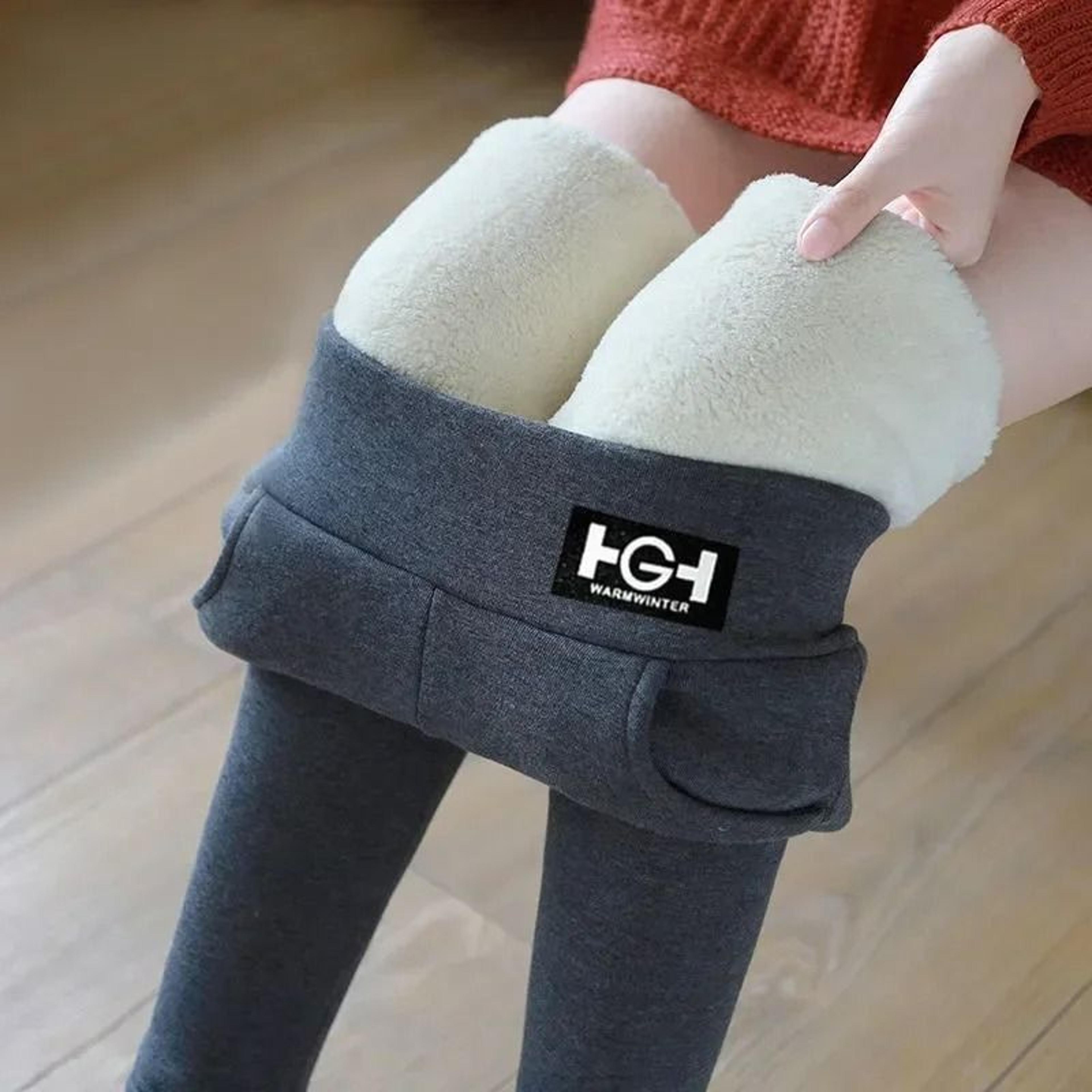 Women Winter Warm High Waist Leggings With Cashmere Lining And Pocket 8
