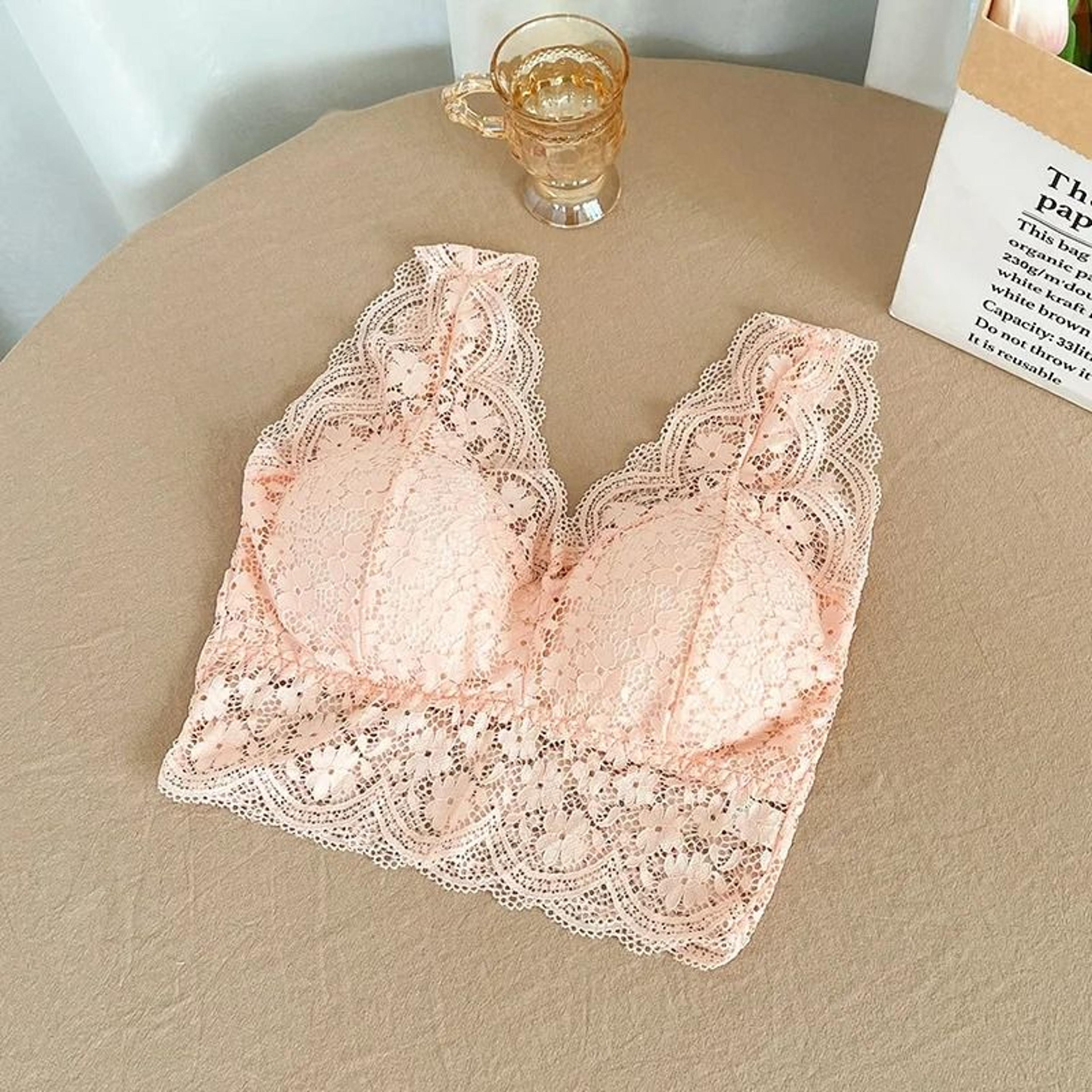 Lace Deep V Neck Wire Free Bralette Tank Top For Women 9