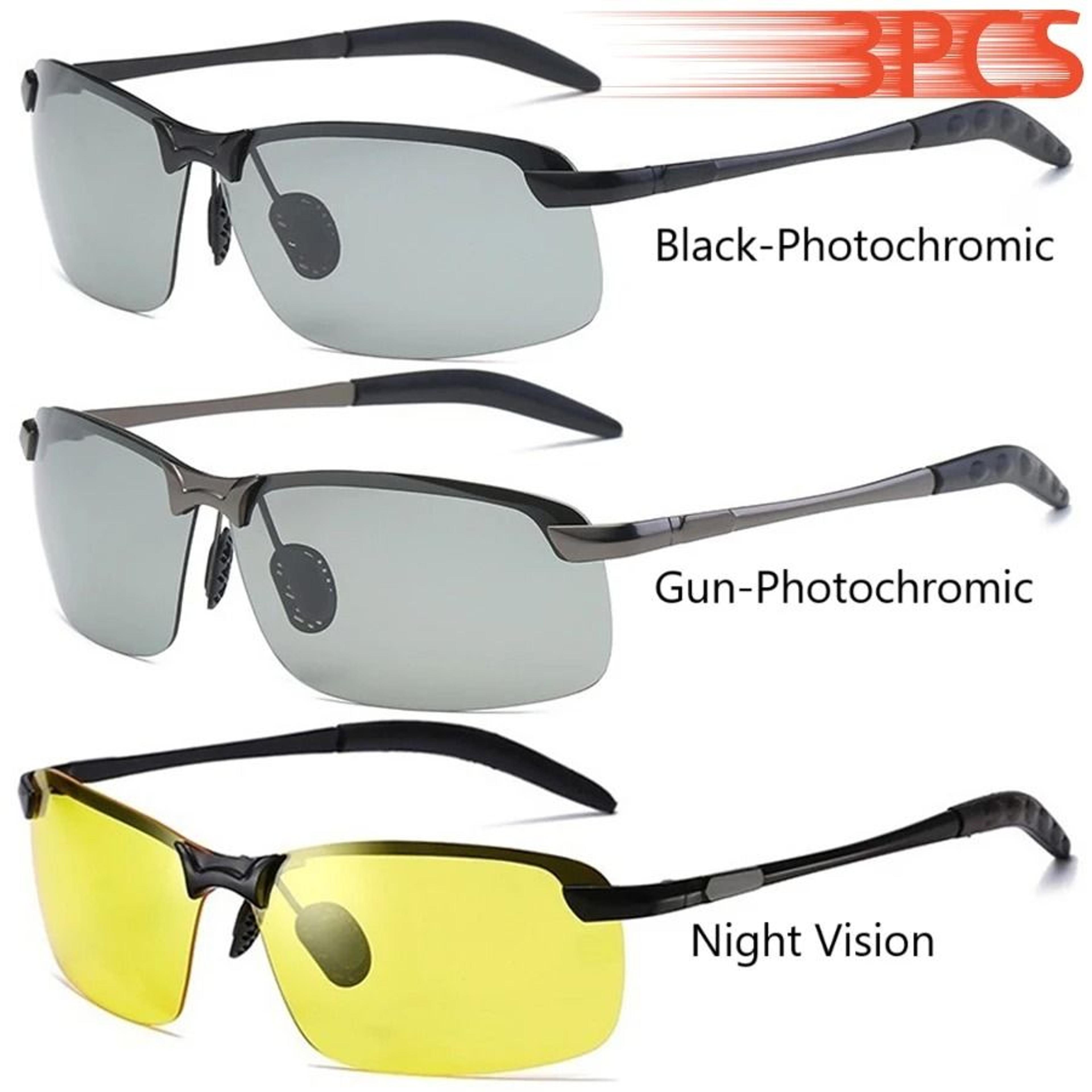 Mens Photochromic Polarized Sunglasses UV400 Day And Night Vision Eyewear 11