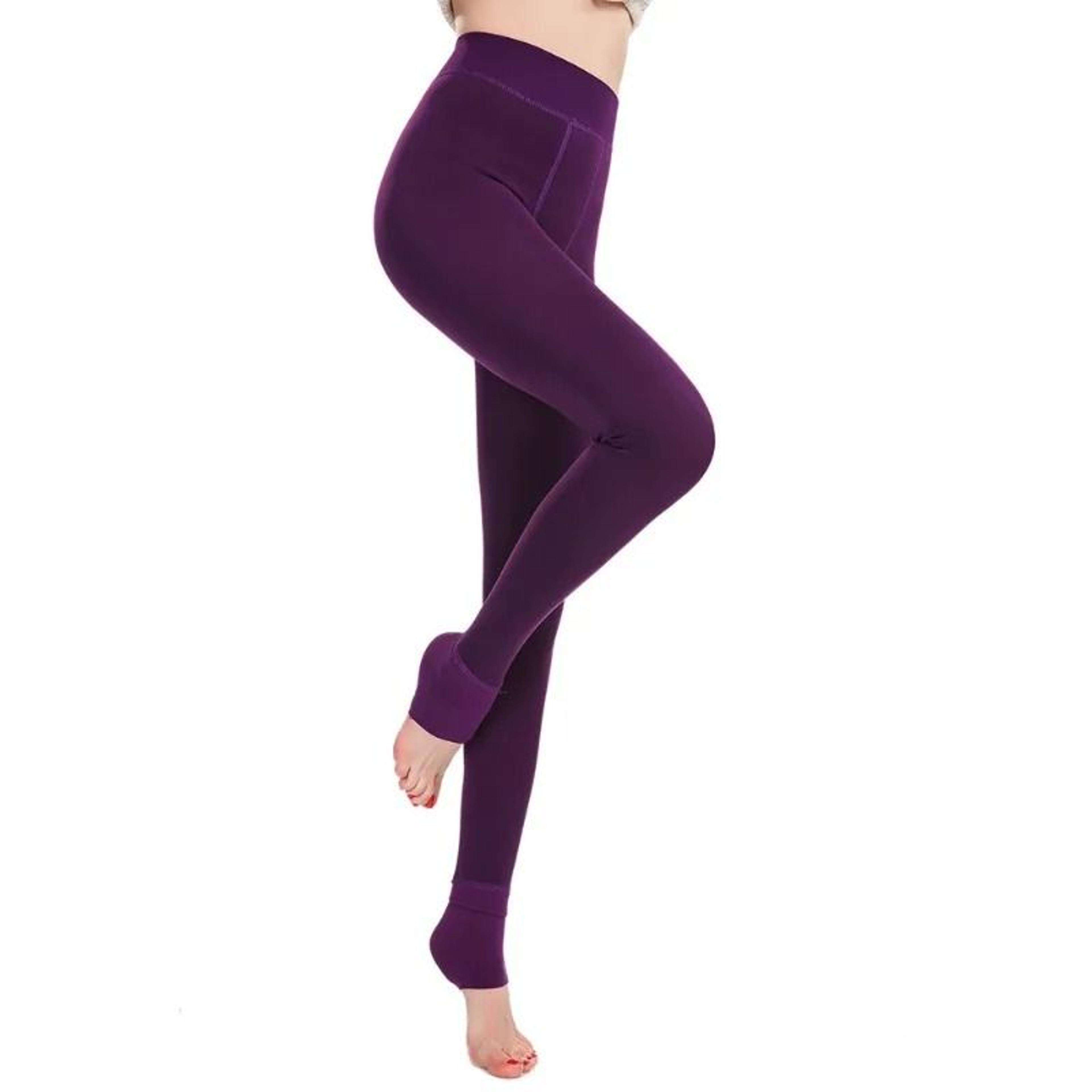 Thick Fleece Lined Leggings For Women With Foot Stepping Design 5