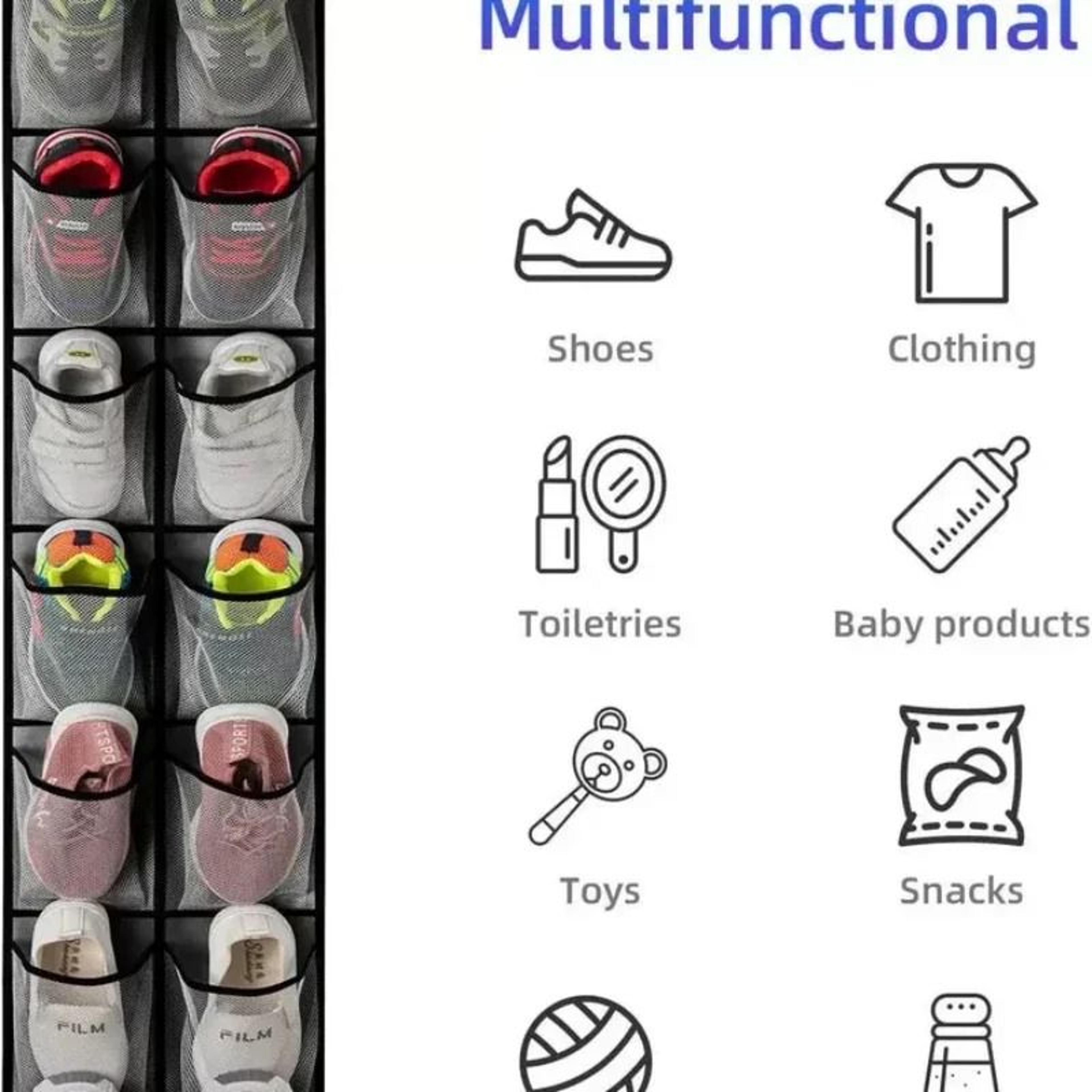 Over The Door Hanging Shoe Organizer With 24 Mesh Pockets 5