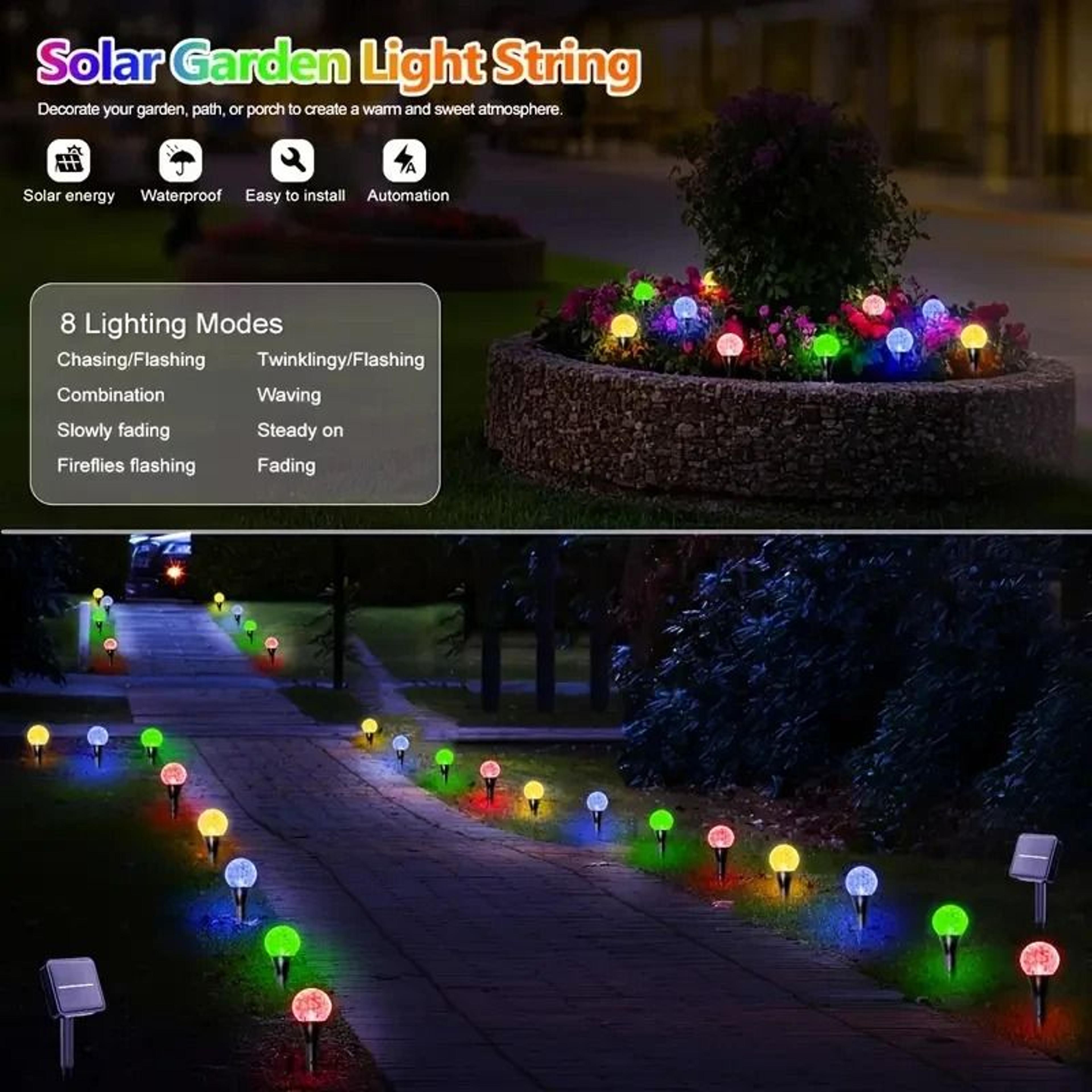Solar Bubble Ball Garden Lights Outdoor Waterproof LED String Lights 3