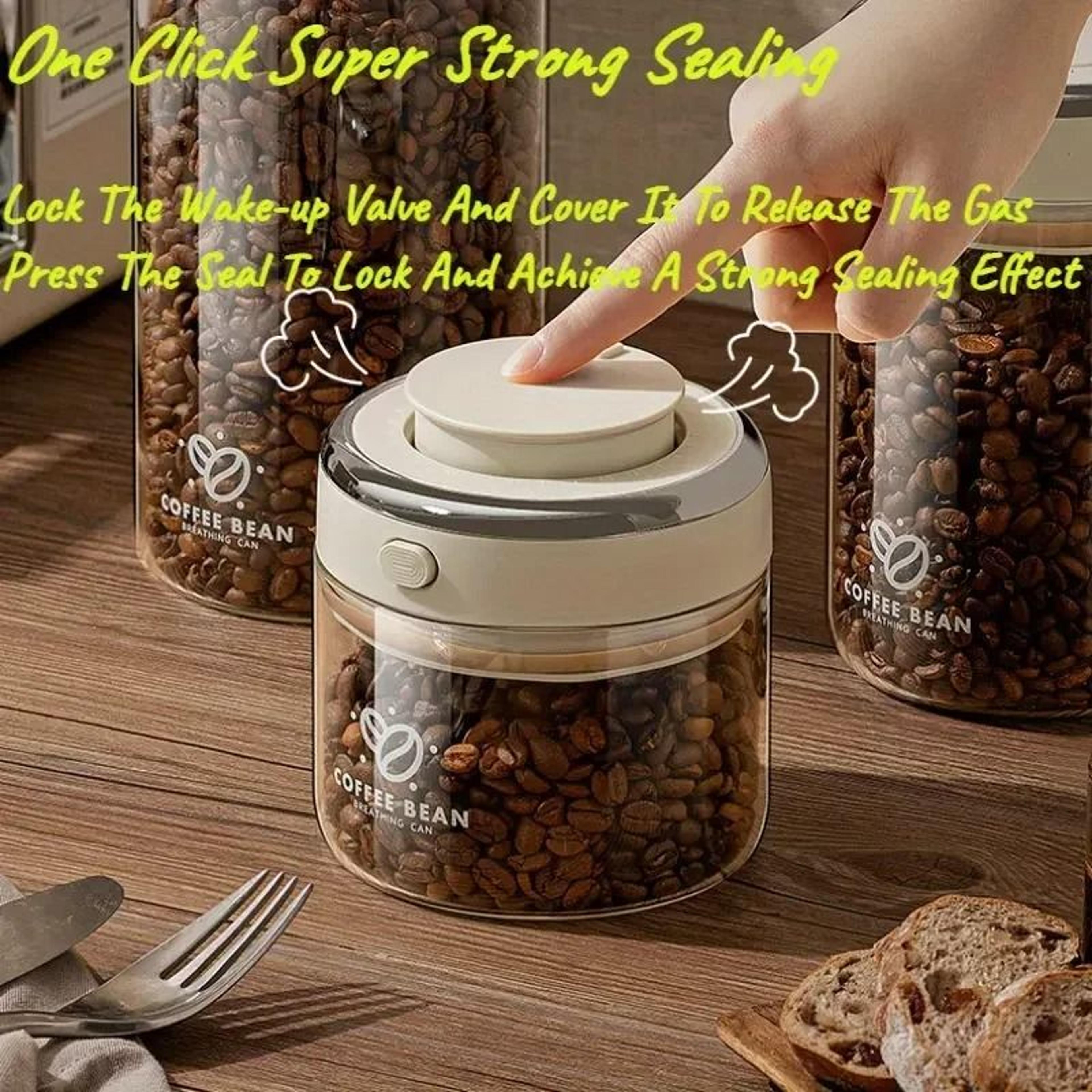Glass Coffee Bean Vacuum Storage Jar With CO2 Valve 3