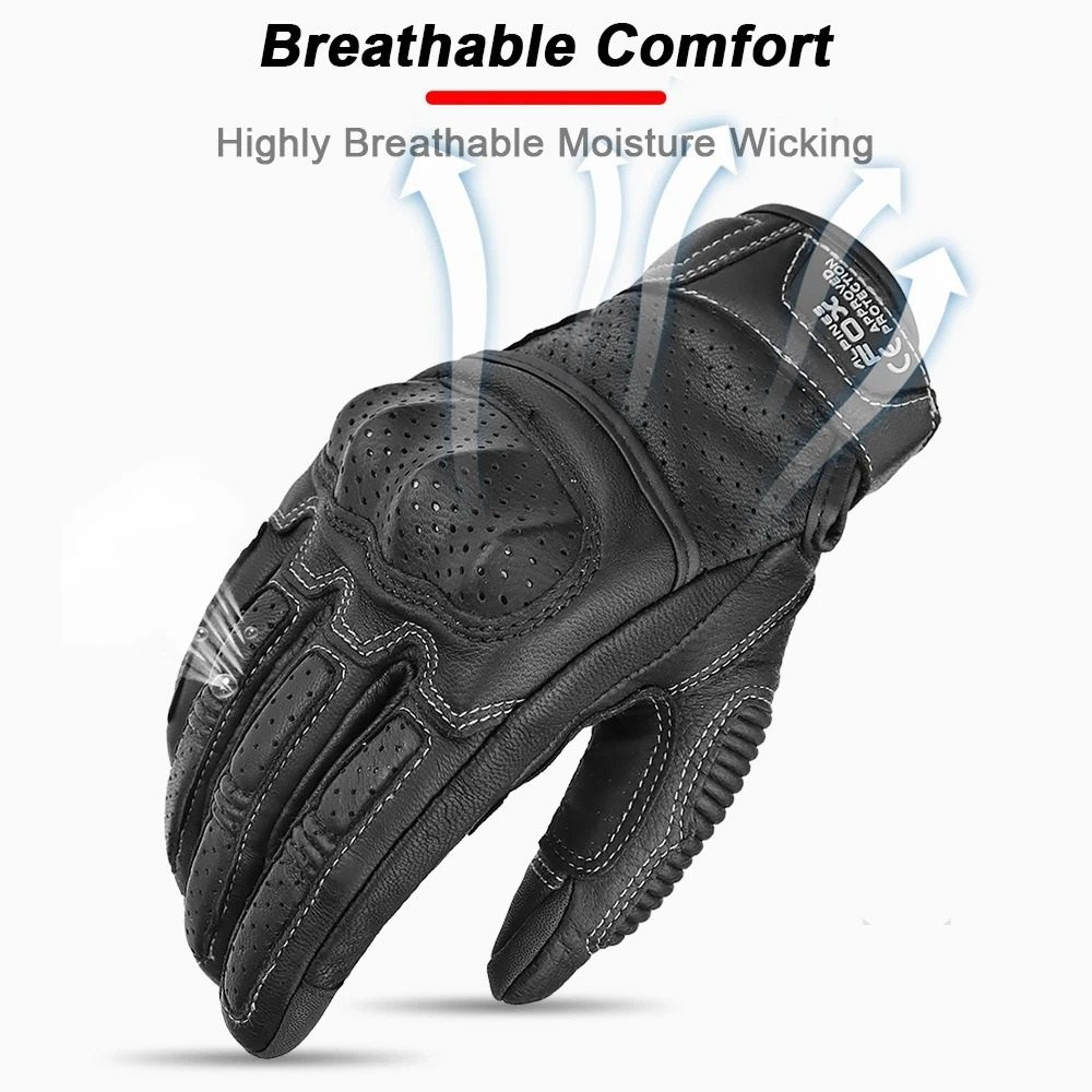 Vintage Leather Motorcycle Riding Gloves With Touchscreen Compatibility 2