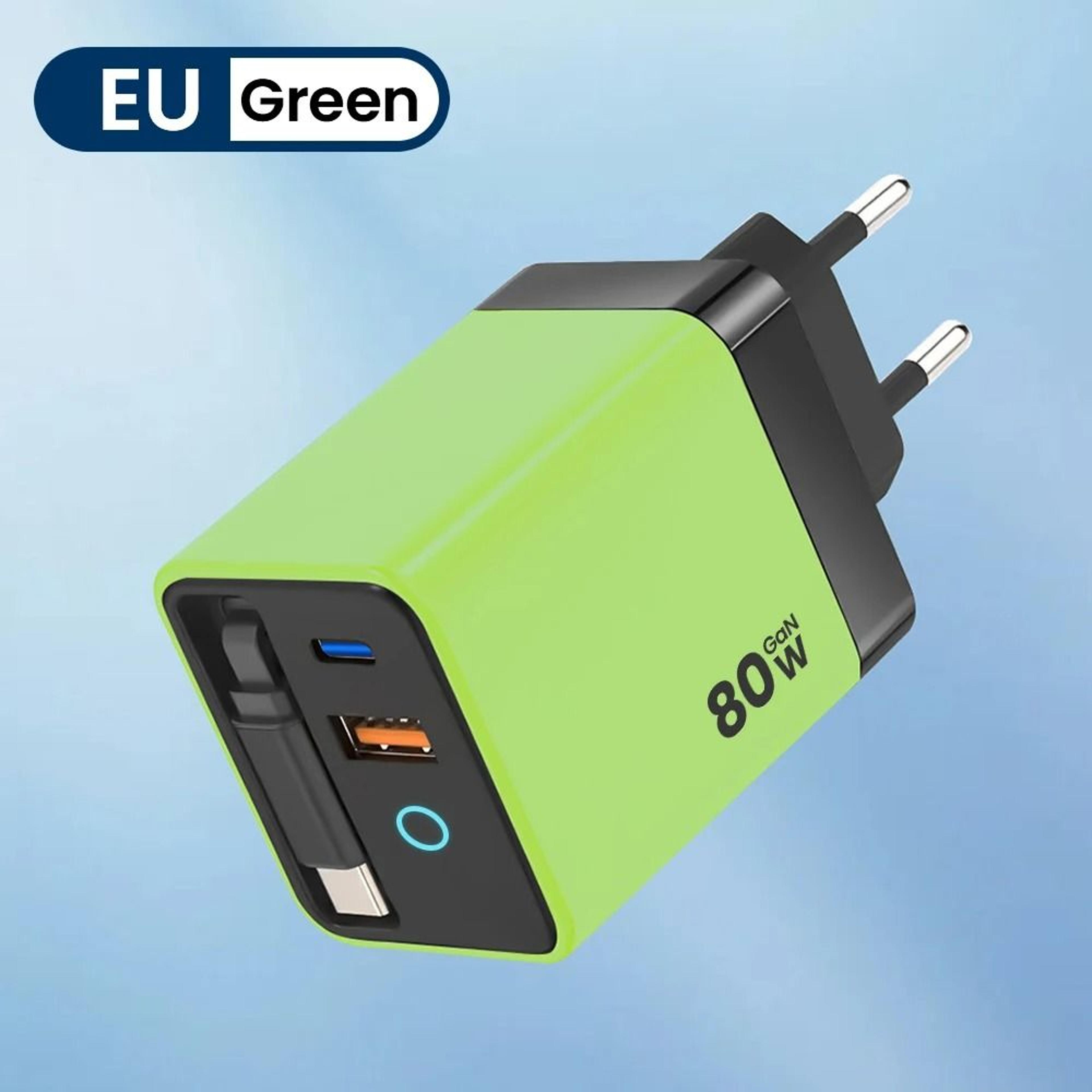 80W Fast Charging Type C USB Charger With Retractable Cable 9