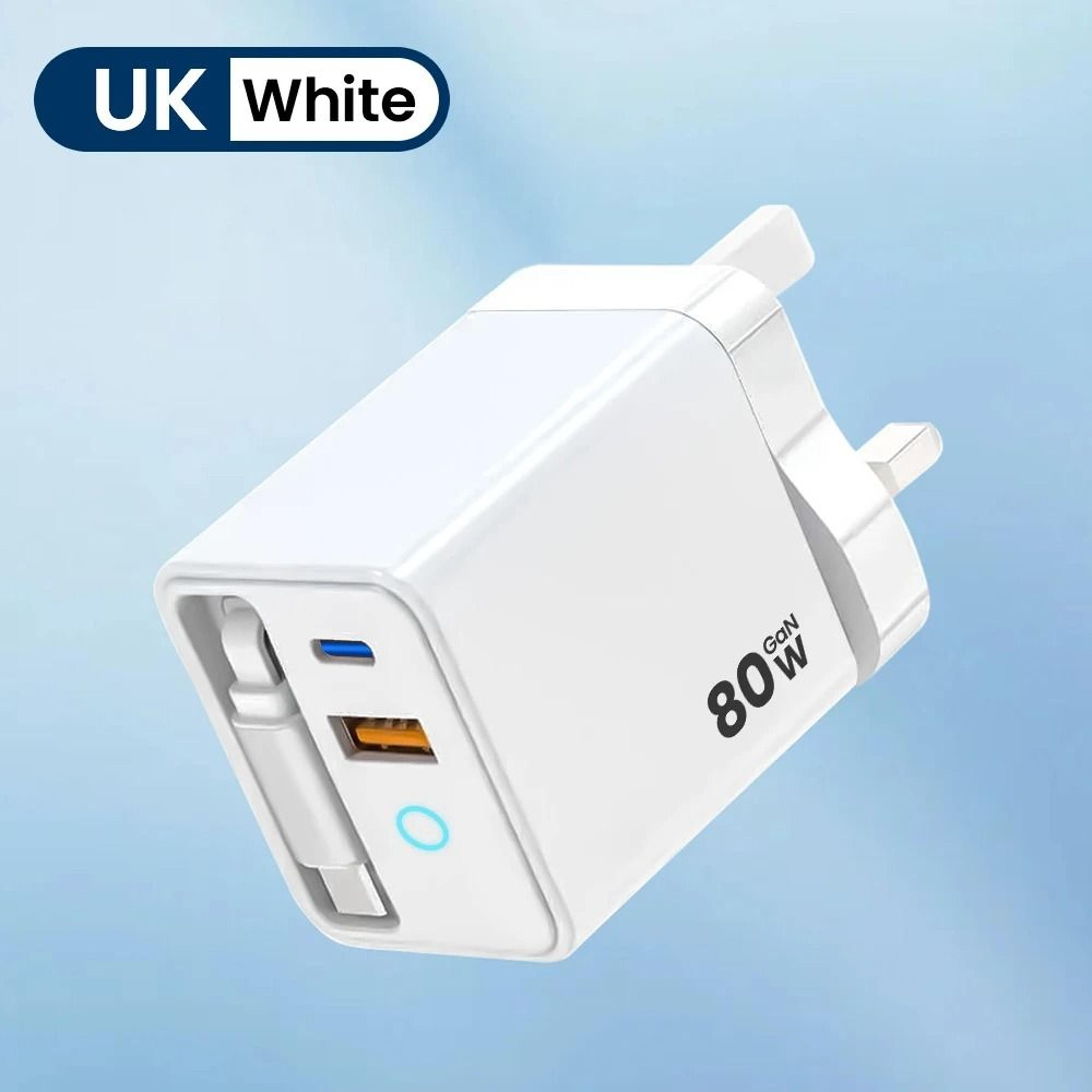 80W Fast Charging Type C USB Charger With Retractable Cable 11
