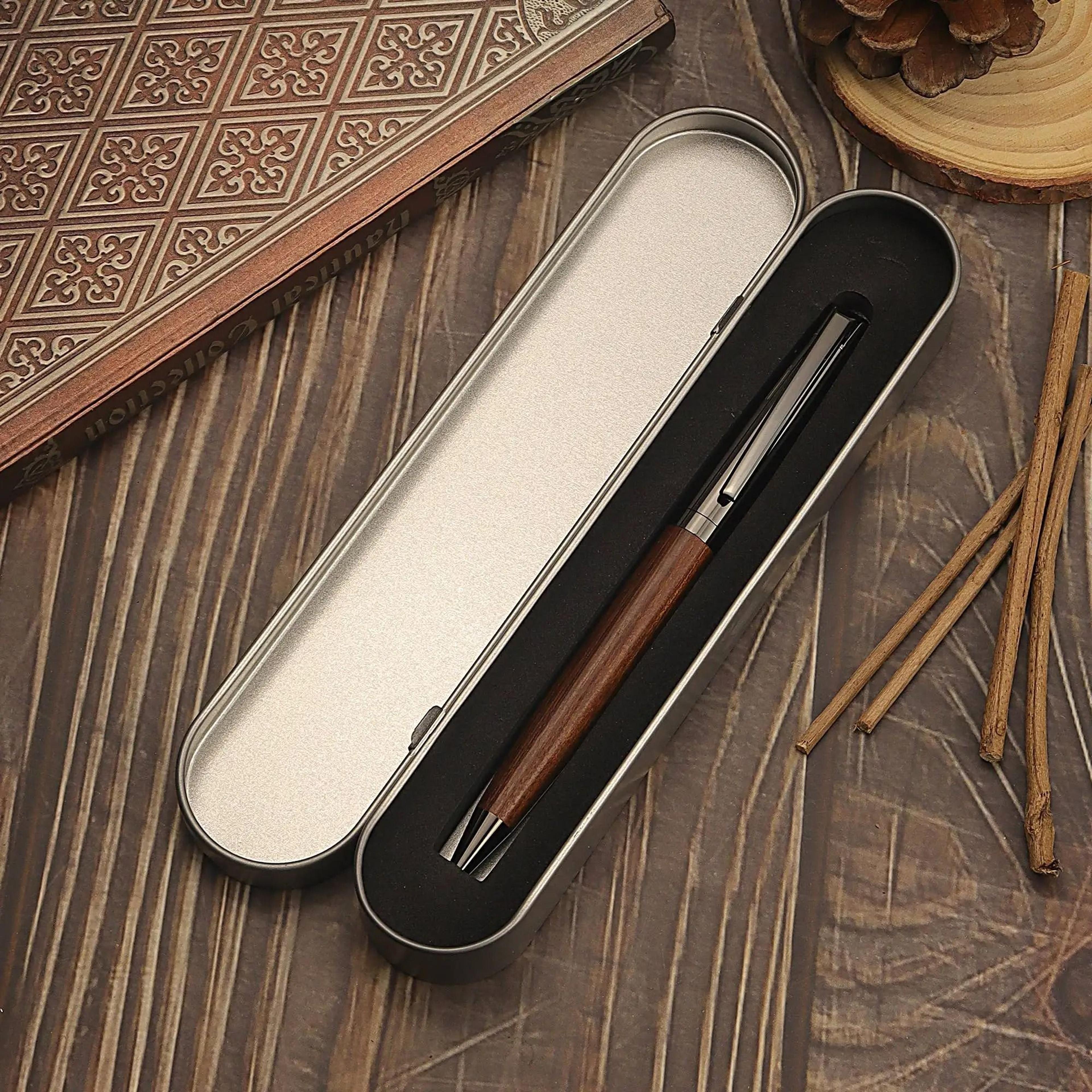 Luxury Wood And Metal Ballpoint Pen With Case 6