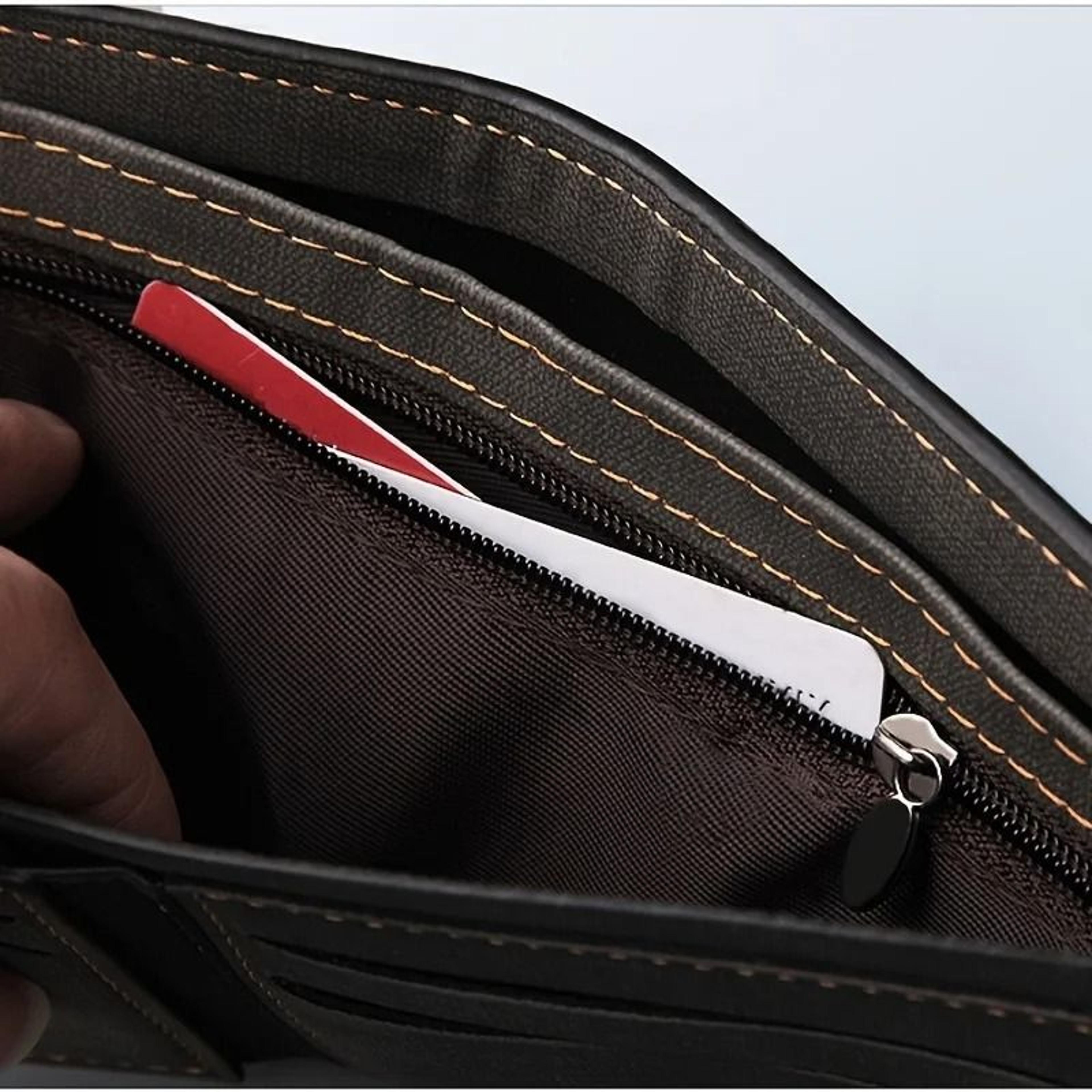 Mens Patchwork PU Leather Card Holder Wallet 5