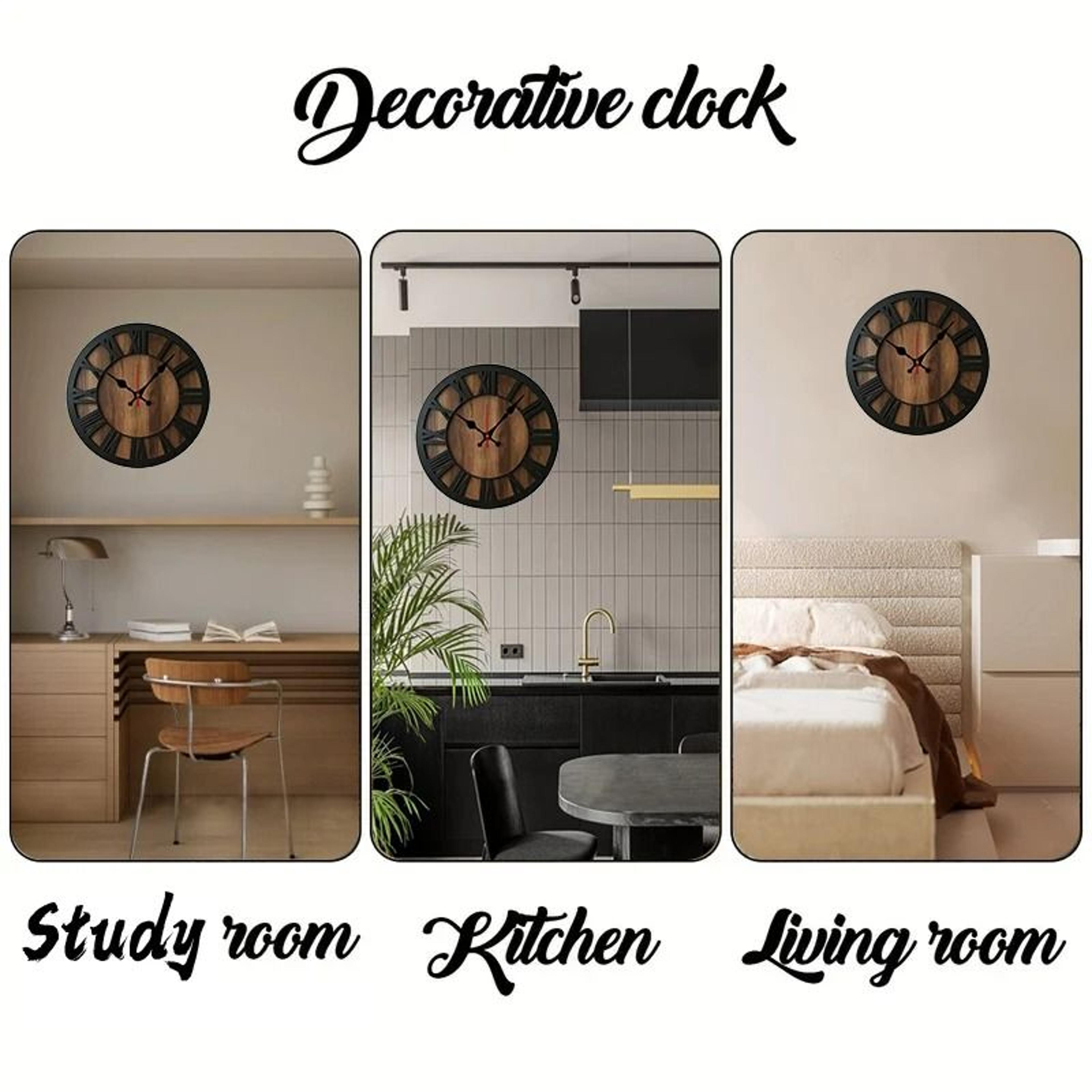 Vintage Wooden Silent Wall Clock For Home Decoration 4