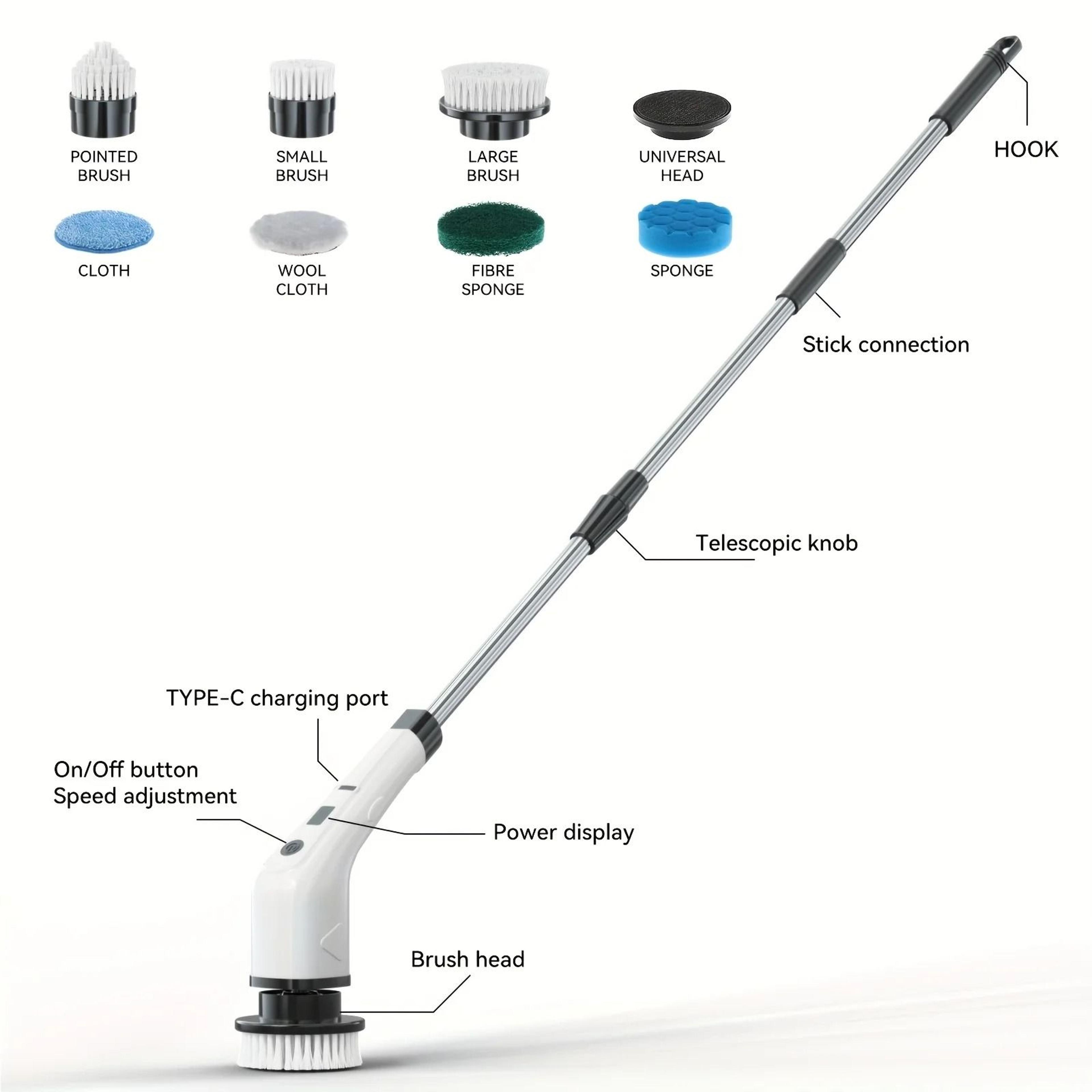 Multifunctional Electric Cleaning Brush With Long Handle 1