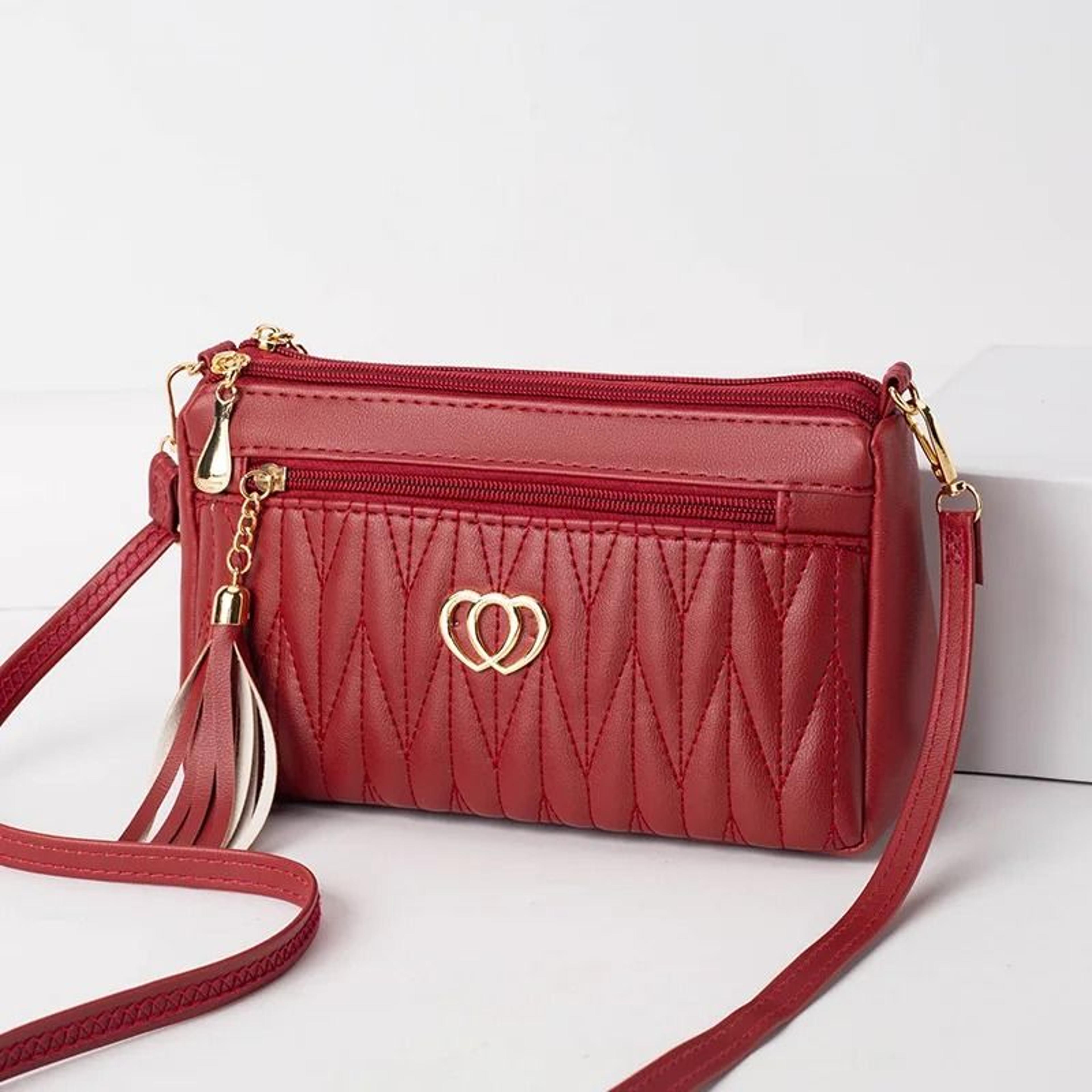 Womens Large Capacity PU Leather Crossbody Bag With Embroidery 1