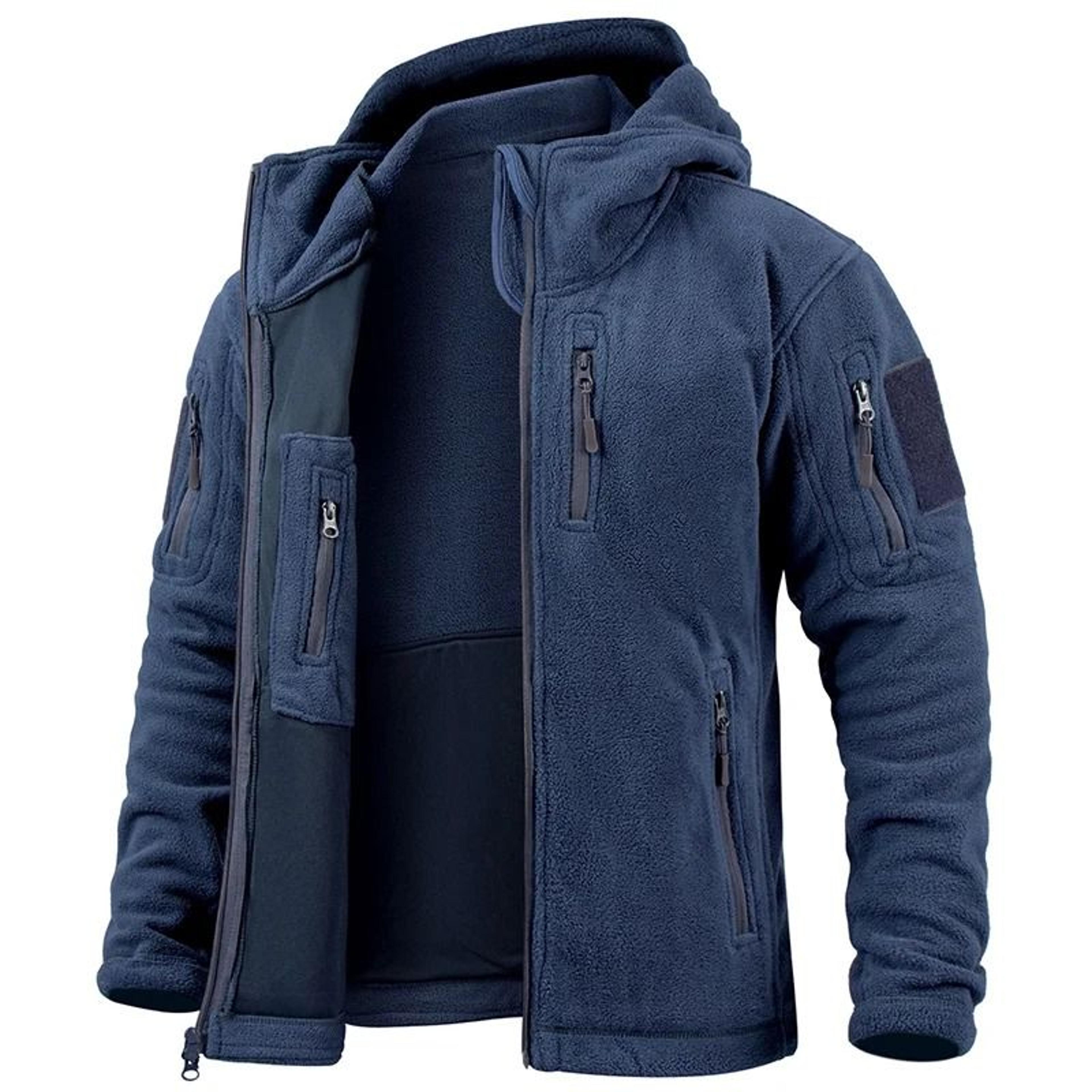Mens Winter Tactical Fleece Jacket With Multiple Pockets And Hood 8