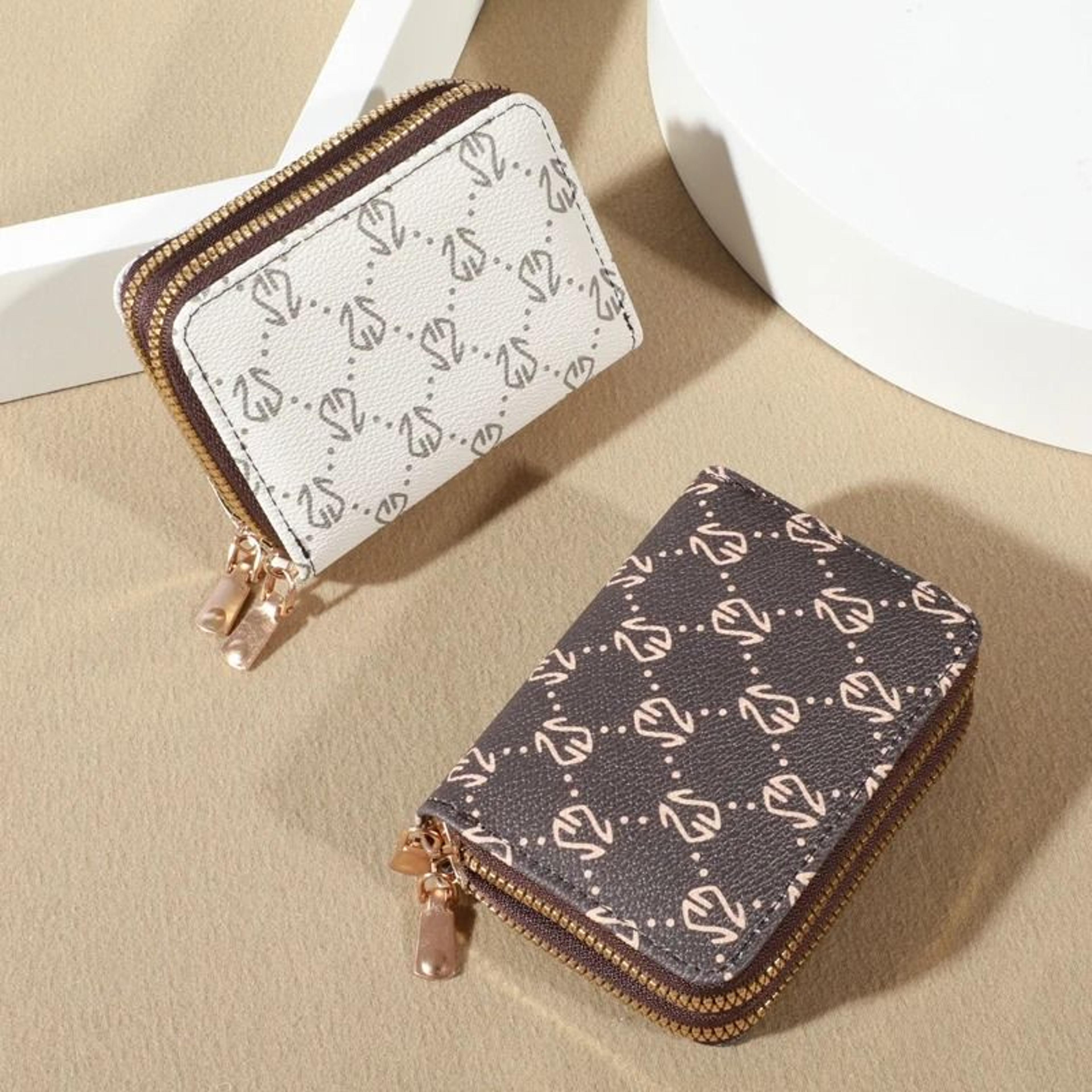 Vintage Faux Leather Card Holder Wallet With Zipper And Coin Pocket 2