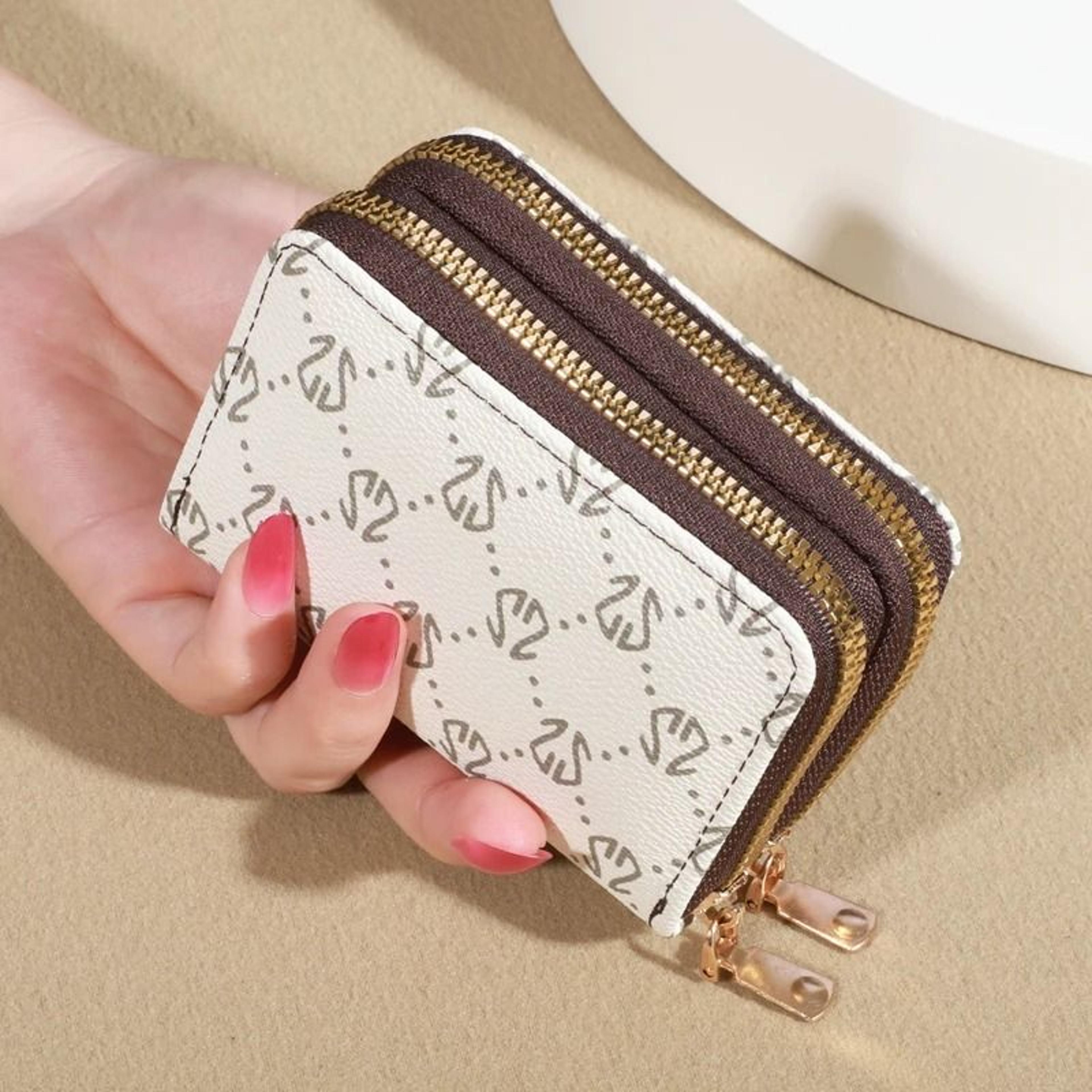 Vintage Faux Leather Card Holder Wallet With Zipper And Coin Pocket 7