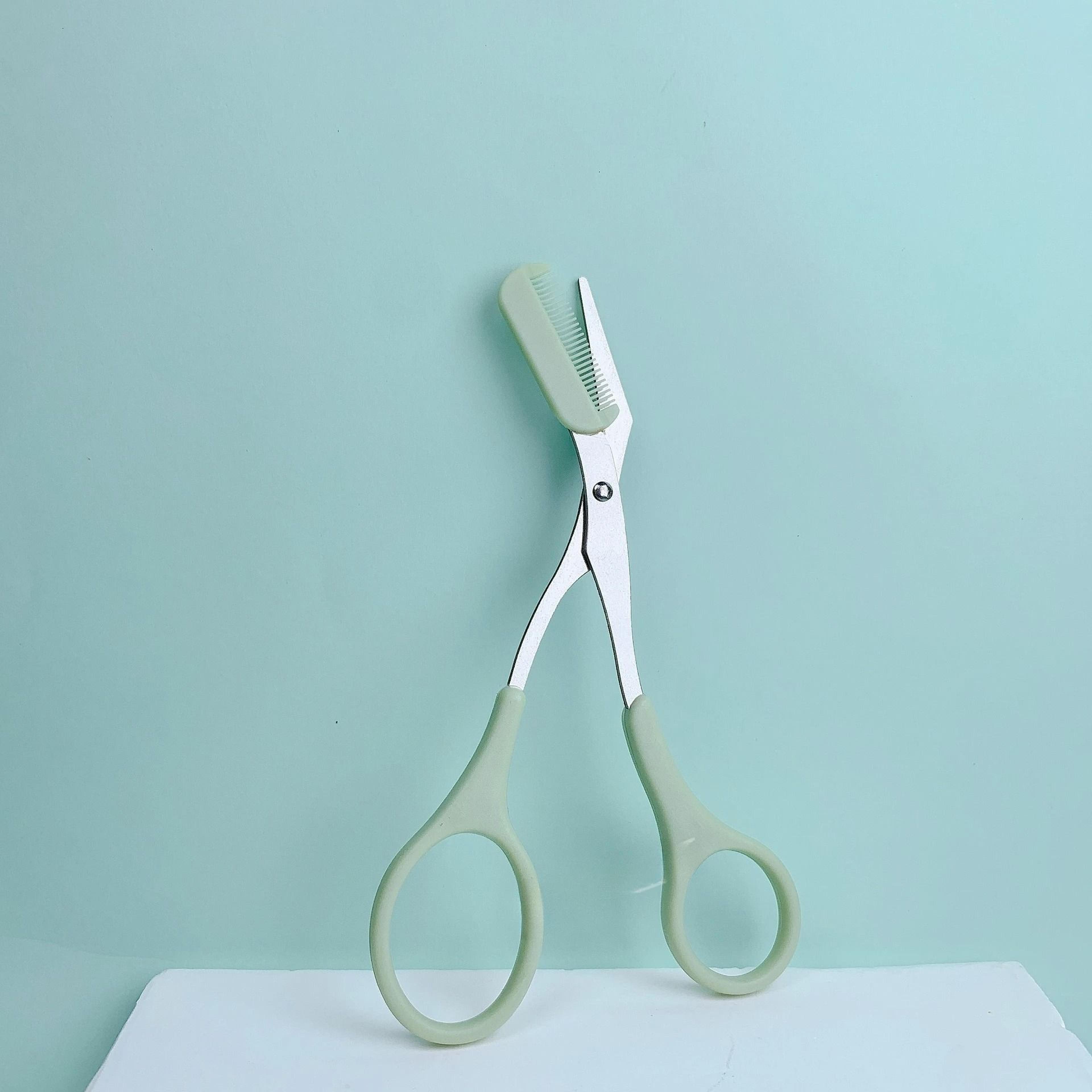 Eyebrow Trimming Scissors With Built In Comb Stainless Steel Precision Grooming Tool 9