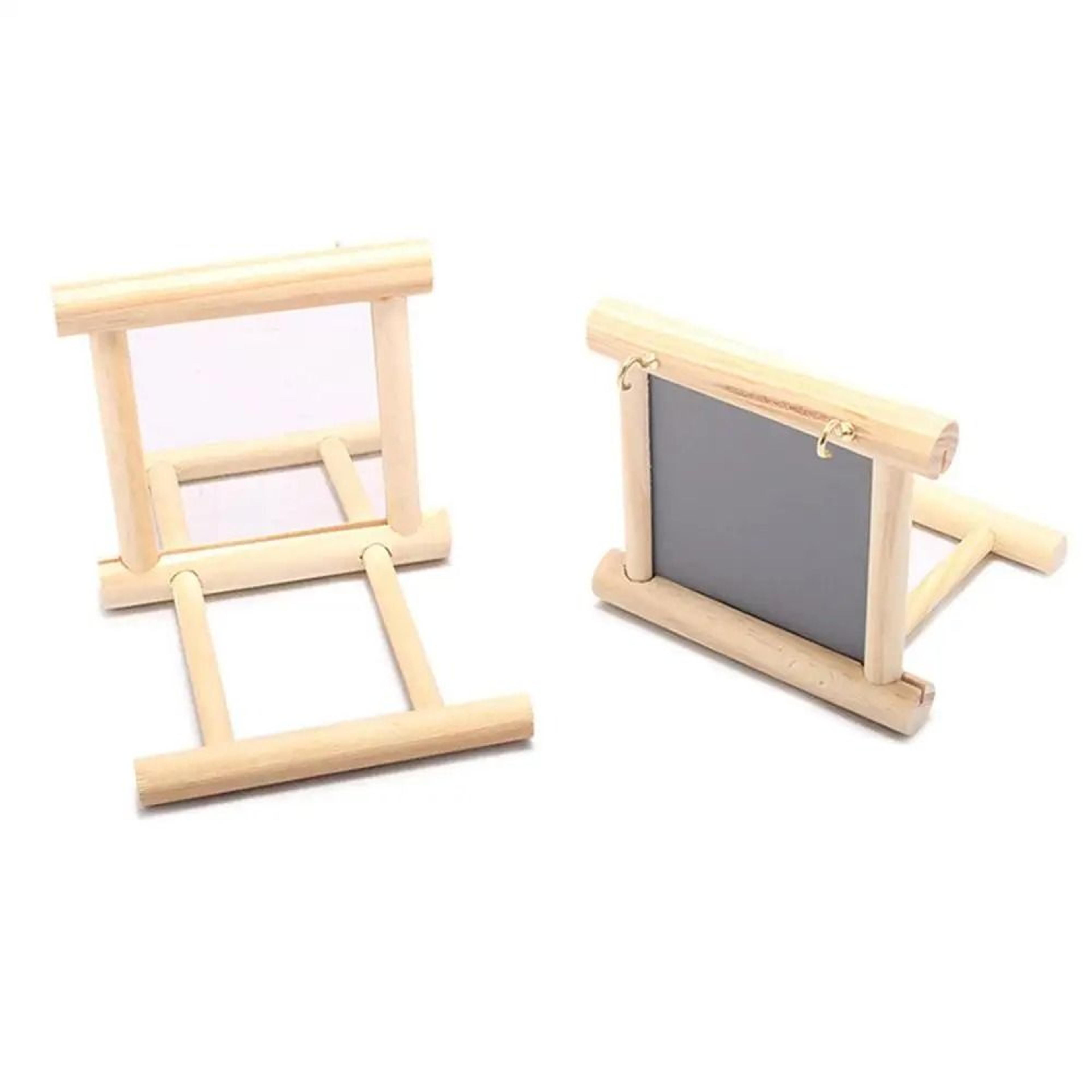 Wooden Cloud Ladder Bird Toy With Mirror Stand 3