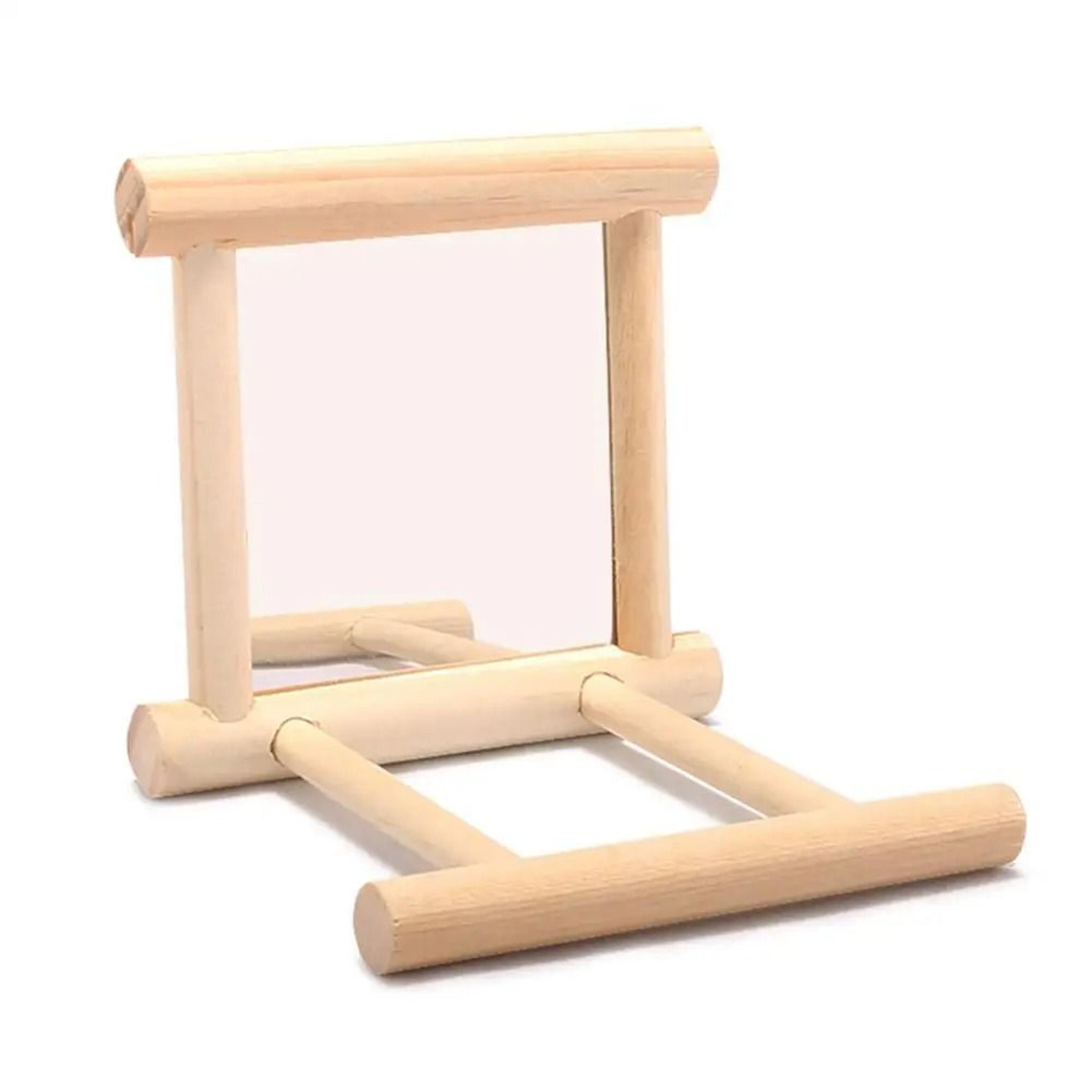 Wooden Cloud Ladder Bird Toy With Mirror Stand 6