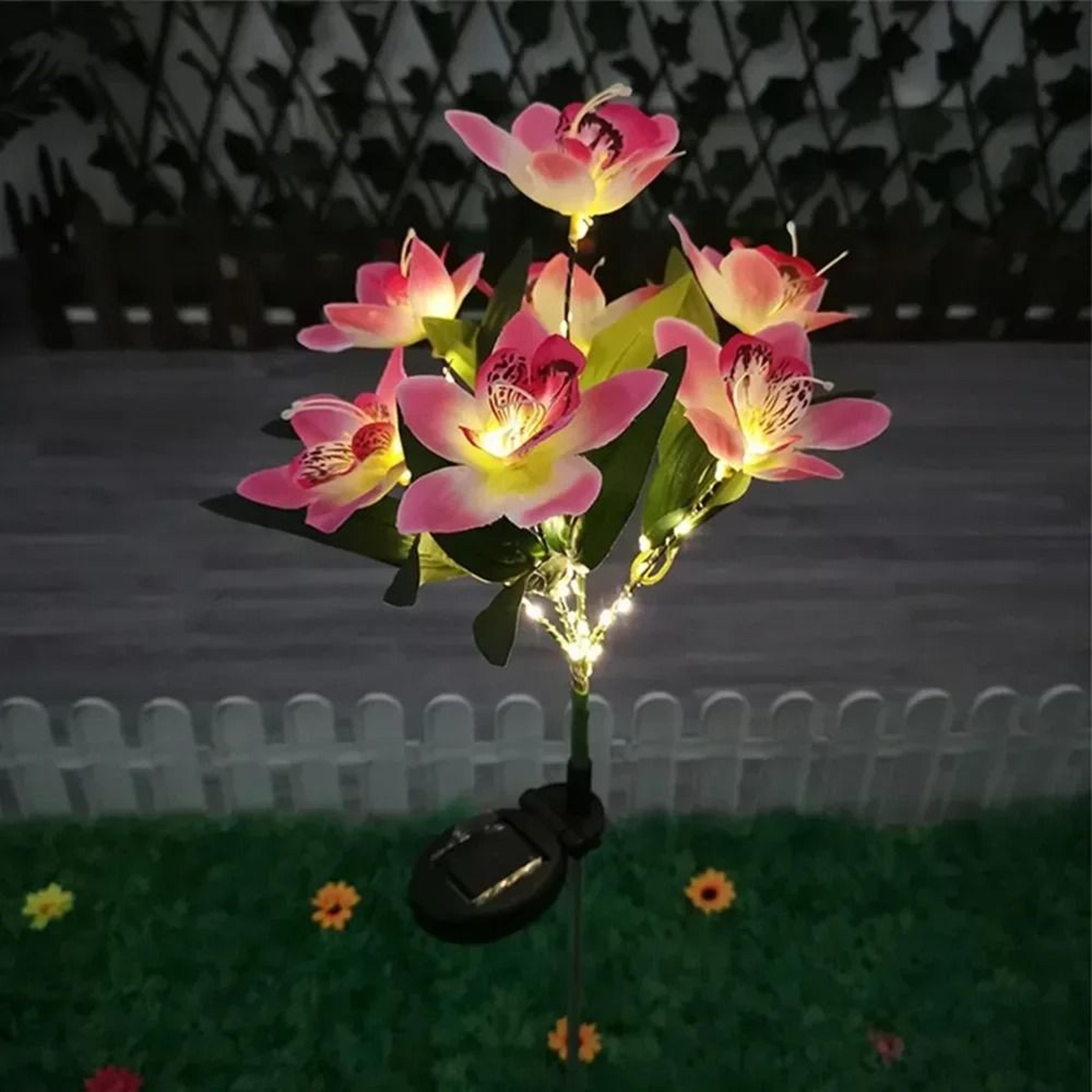Solar Simulation Orchid Flower Lights For Garden And Patio Decoration 10