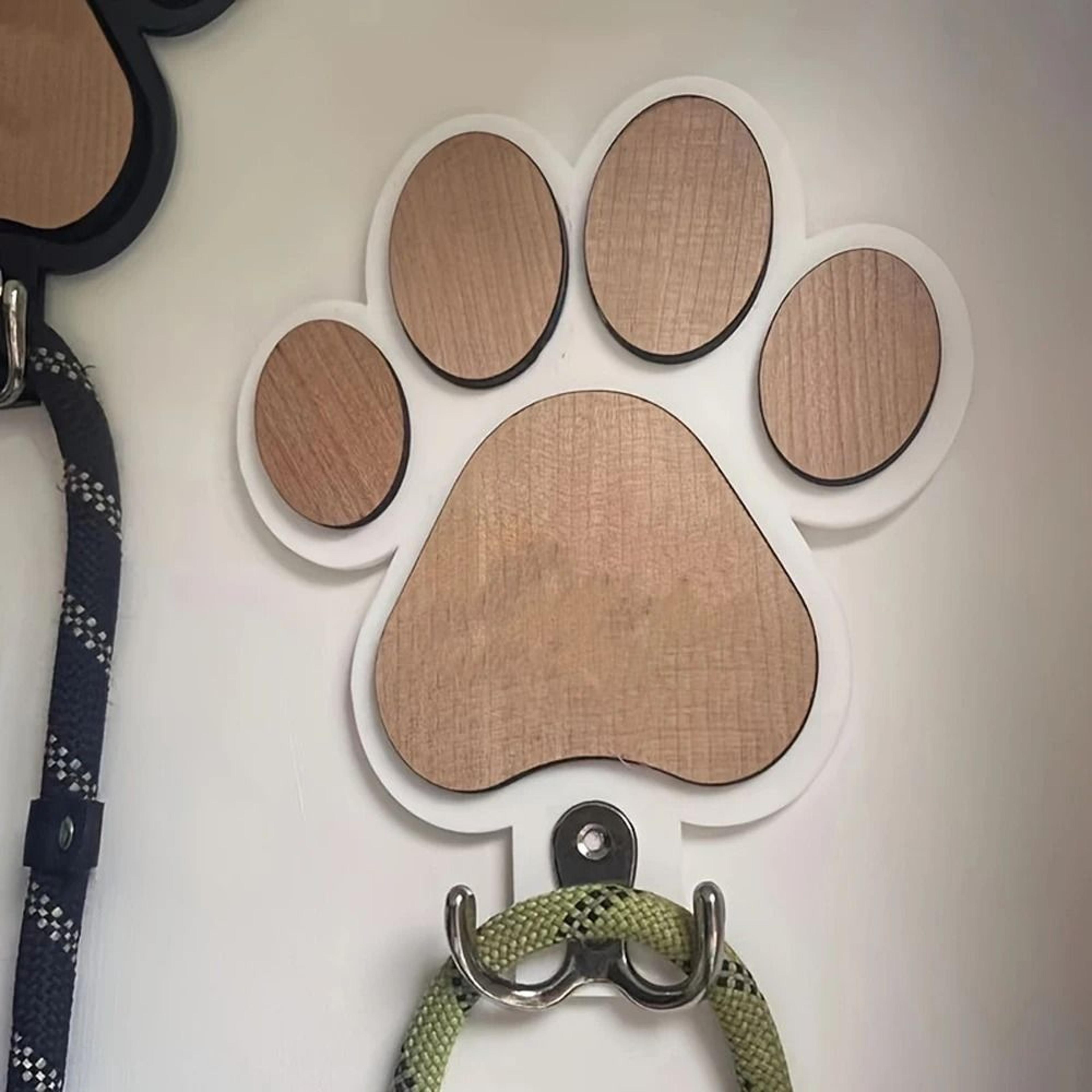 Paw Print Wooden Leash Hanger For Dogs And Pet Lovers 4