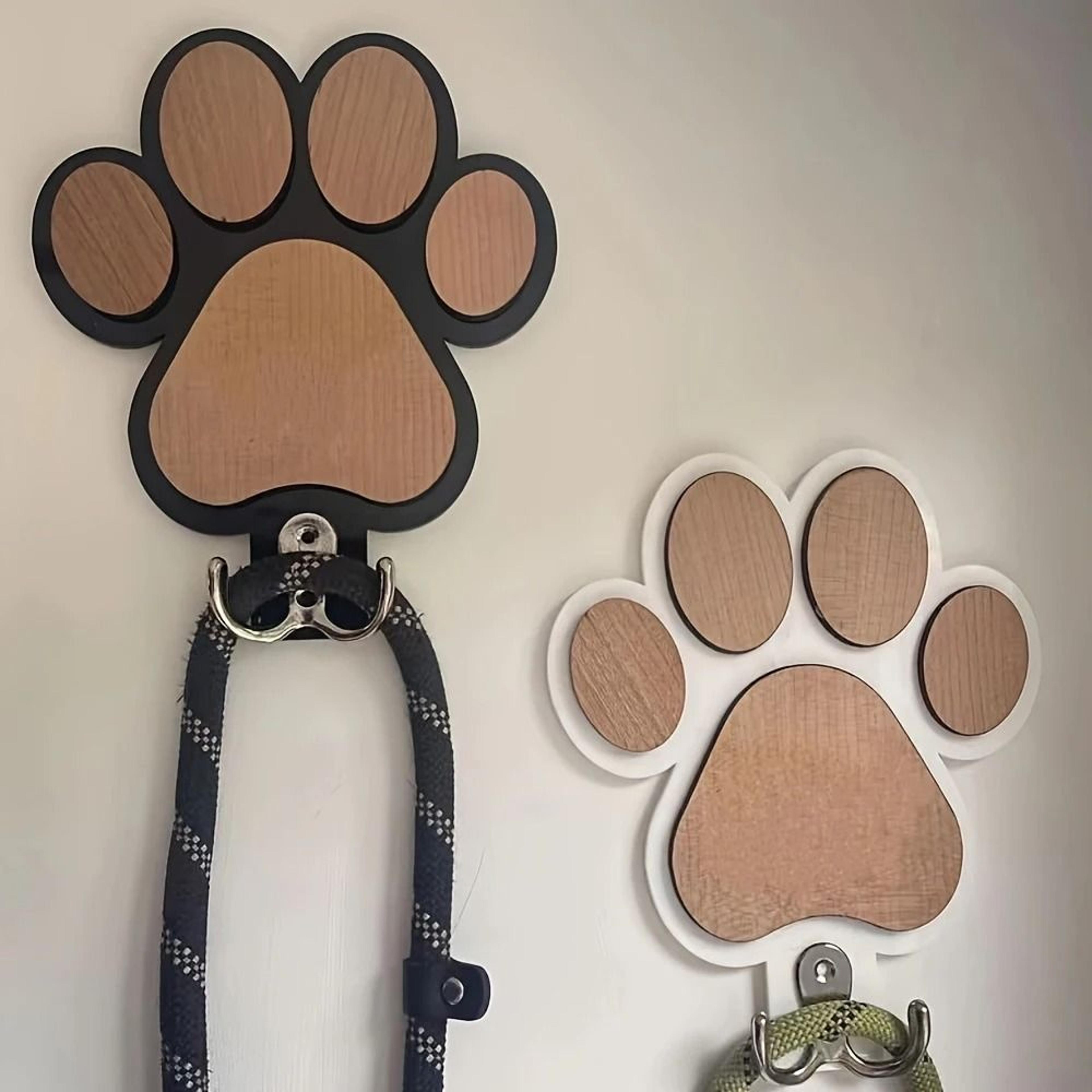 Paw Print Wooden Leash Hanger For Dogs And Pet Lovers 5