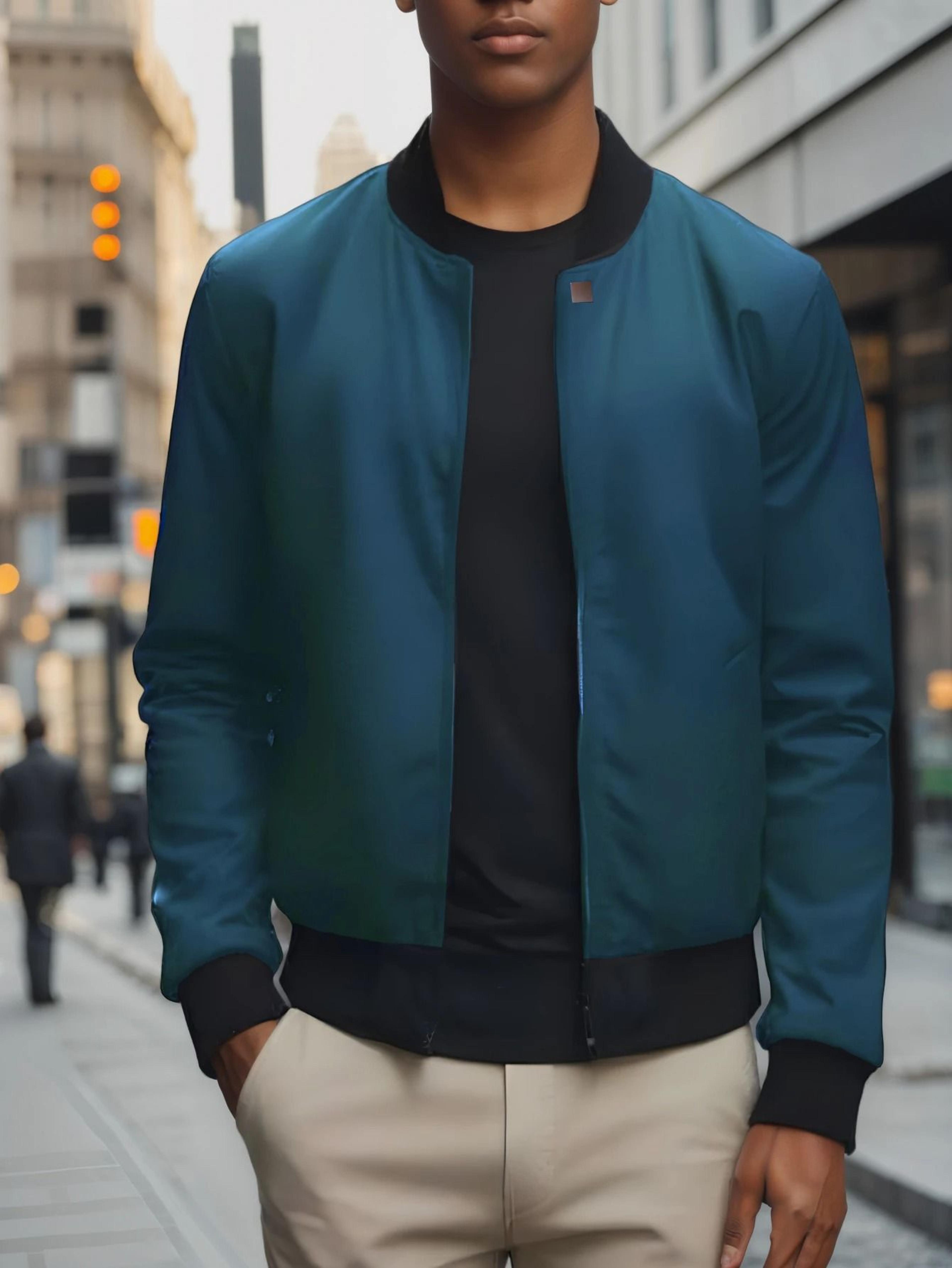 Mens Casual Baseball Collar Lightweight Jacket 13